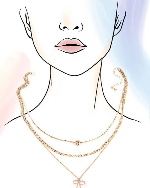 Pearl Bow Charm Necklace | 80N605 necklace JOSSLYN by wall to wall- Tilden Co.