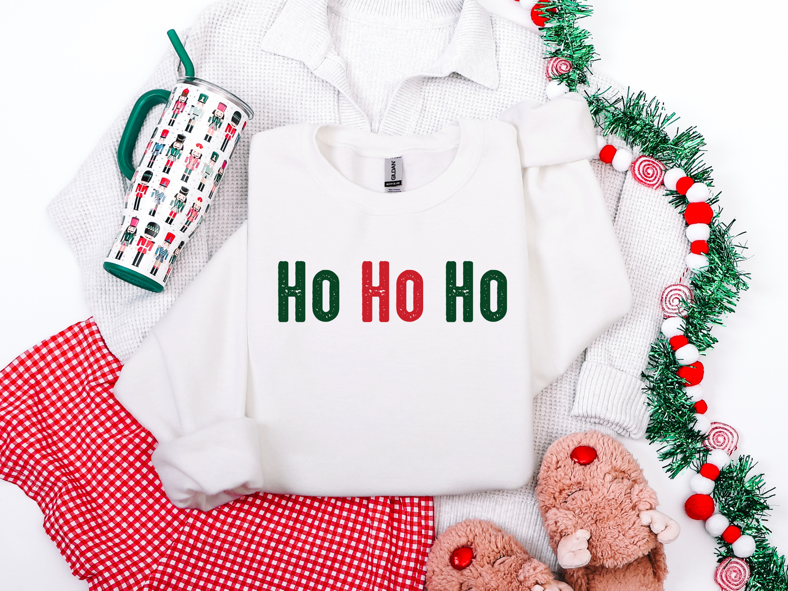 Ho Ho Ho Green & Red Graphic Tee and Sweatshirt Womens Ave Shops- Tilden Co.
