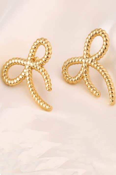 18K Stainless Steel Bow Stud Earrings JOSSLYN by wall to wall- Tilden Co.