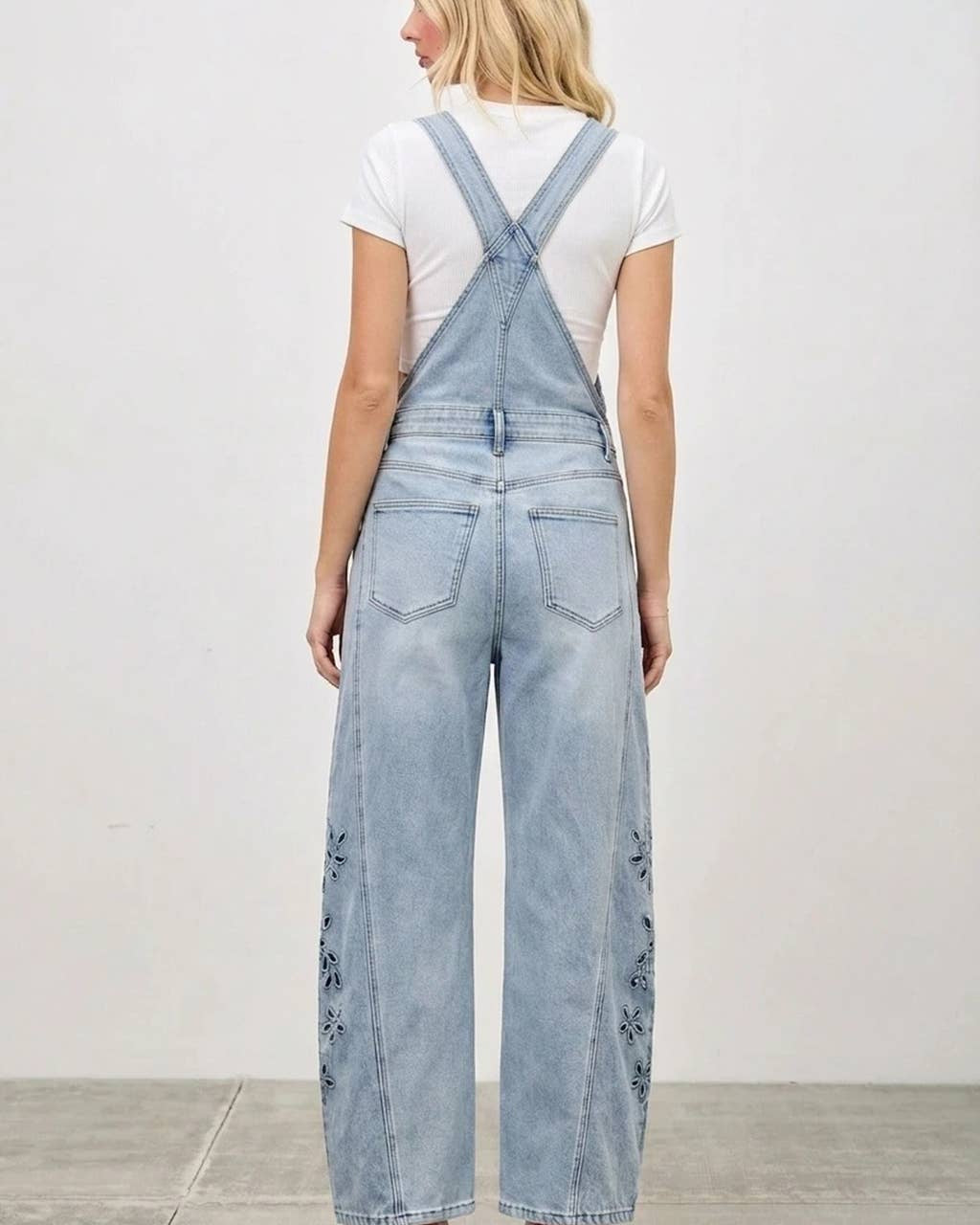 High Rise Embroidered Overalls Jumpsuit SAIGE DENIM- Tilden Co.