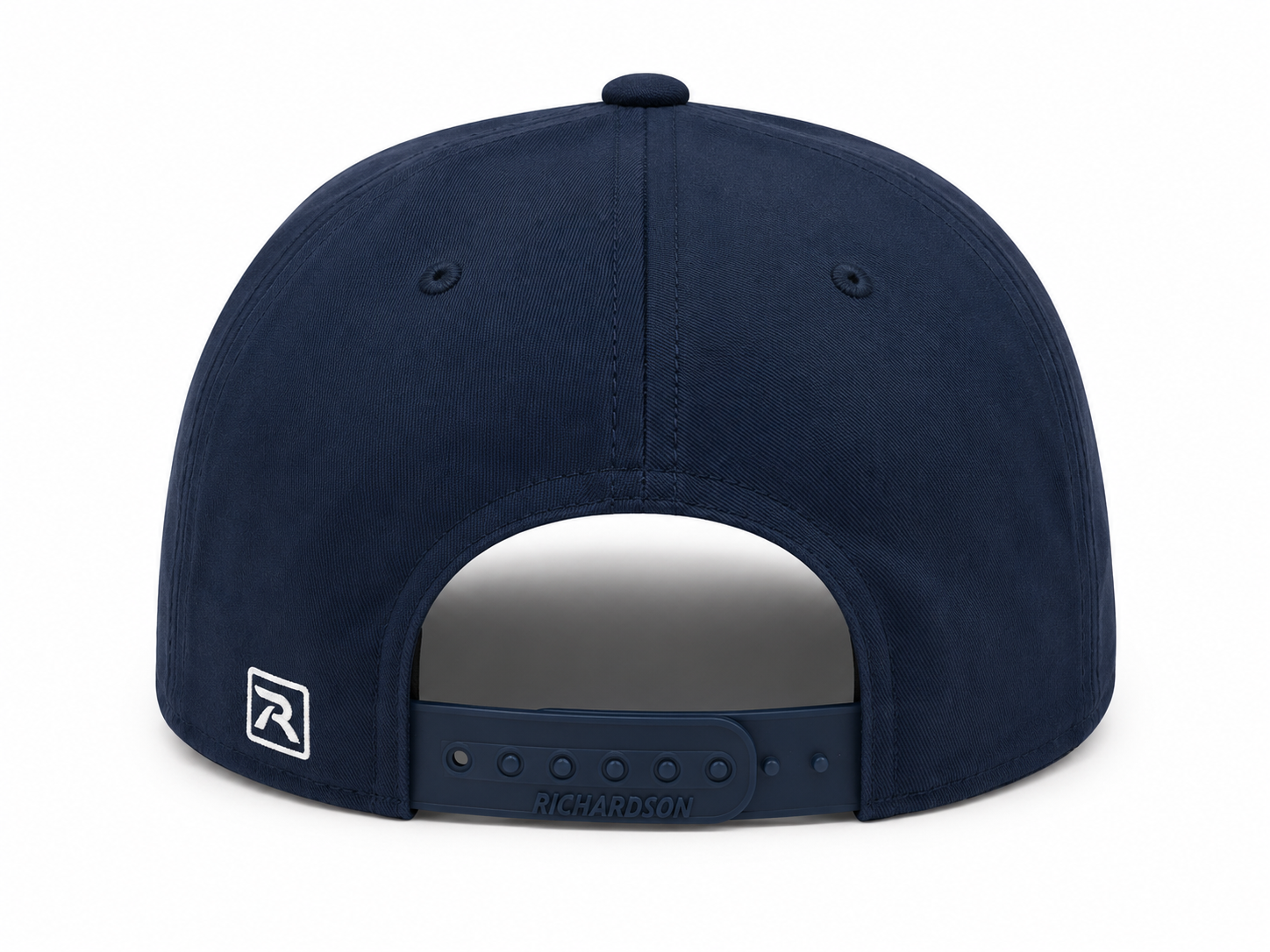 Navy 'Play Golf With Me' rope cap, back view showing adjustable snapback closure