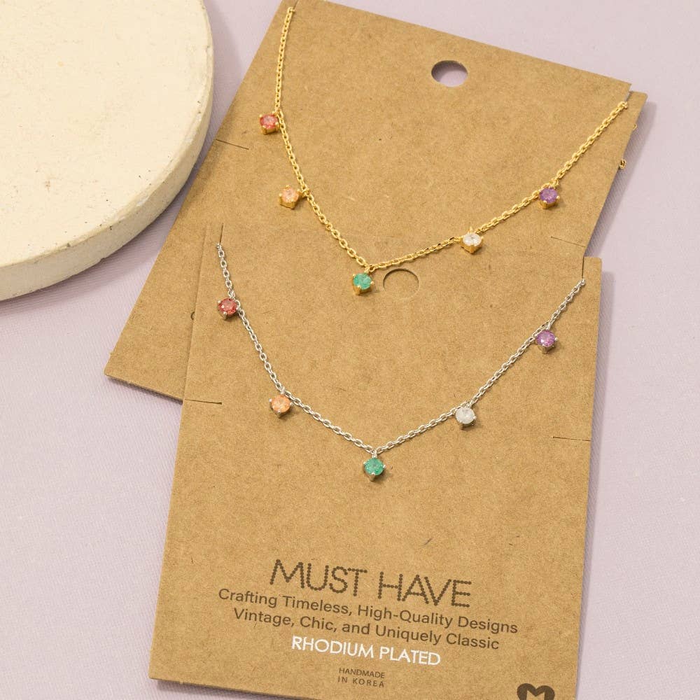 Crystal Stud Drop Necklace Necklace Fame Accessories- Tilden Co.