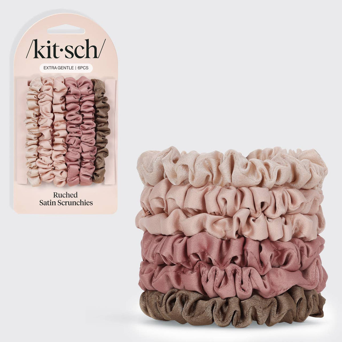 Ultra Petite Satin Scrunchies 6pc - Terracotta KITSCH- Tilden Co.