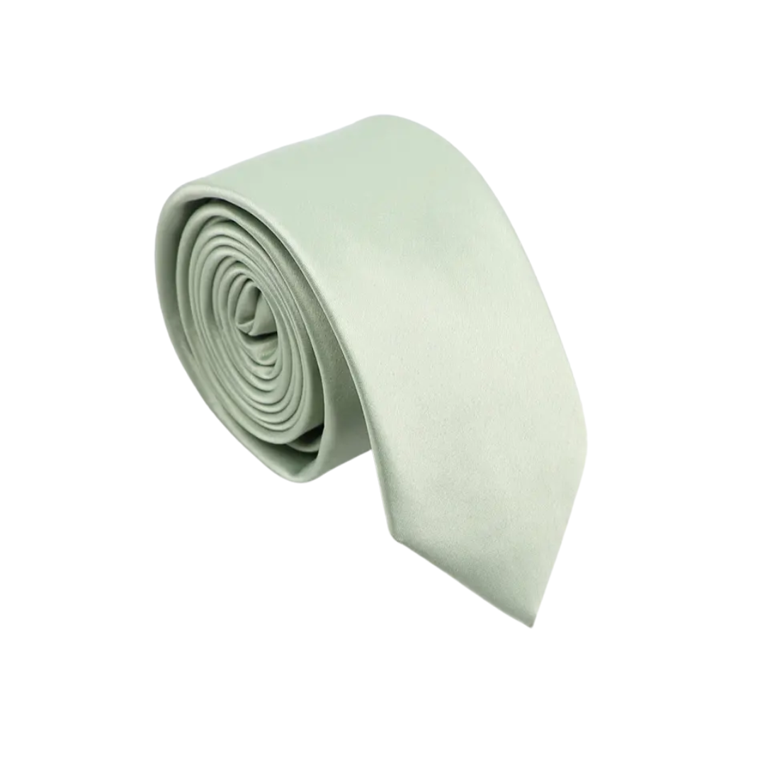 Dusty Sage Satin Skinny Tie Tie Mood- Tilden Co.