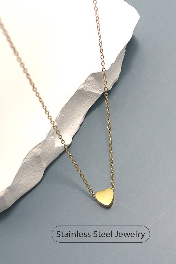 Heart Stainless Steel Necklace GOLD GOLD JOSSLYN by wall to wall- Tilden Co.