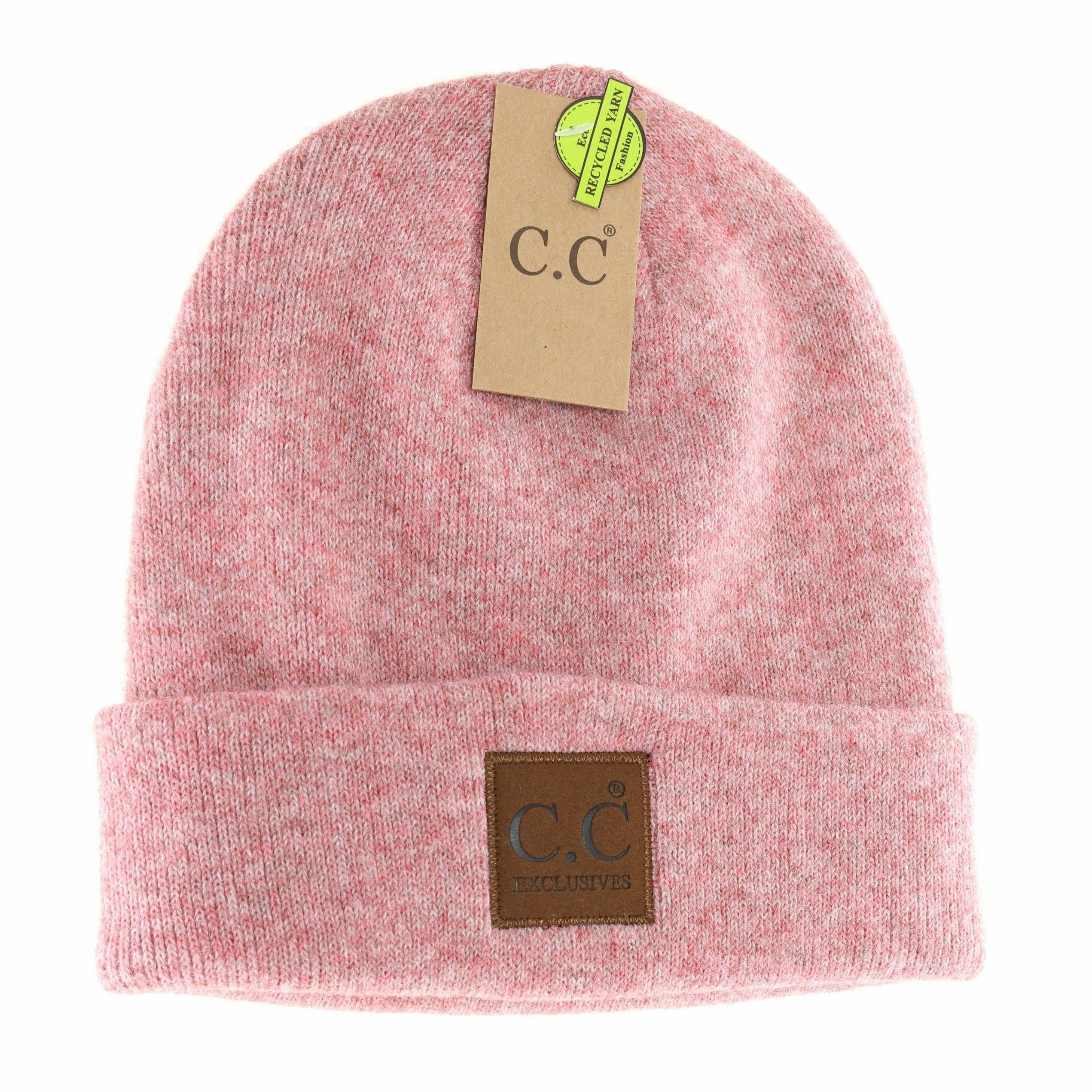 Unisex Soft Ribbed Leather Patch C.C. Beanie    beanie C.C Beanie- Tilden Co.