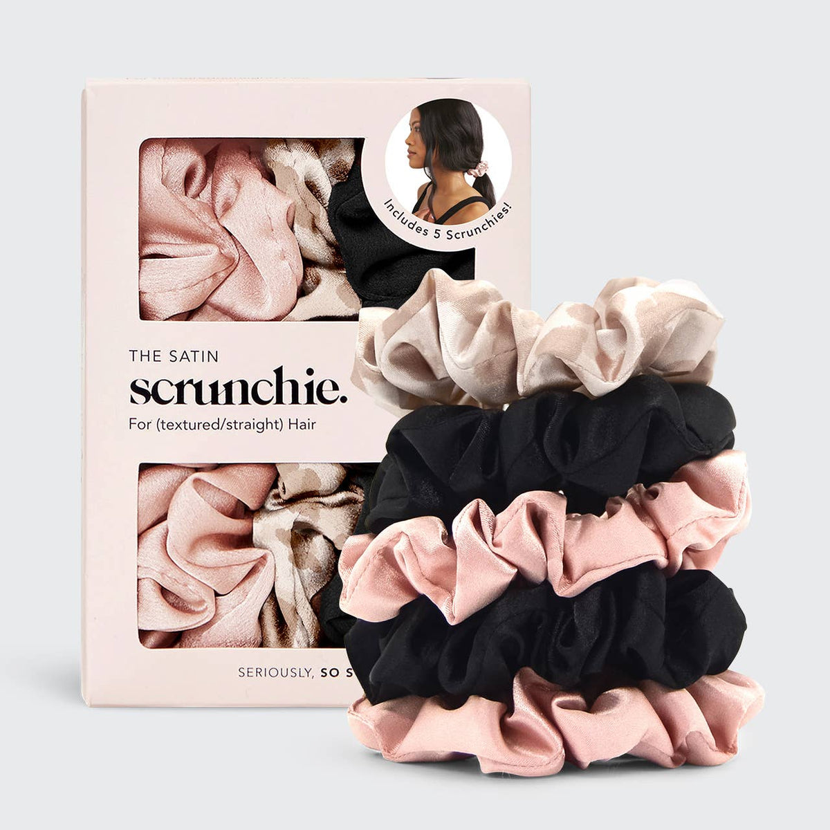 Satin Sleep Scrunchies 5pc - Assorted KITSCH- Tilden Co.