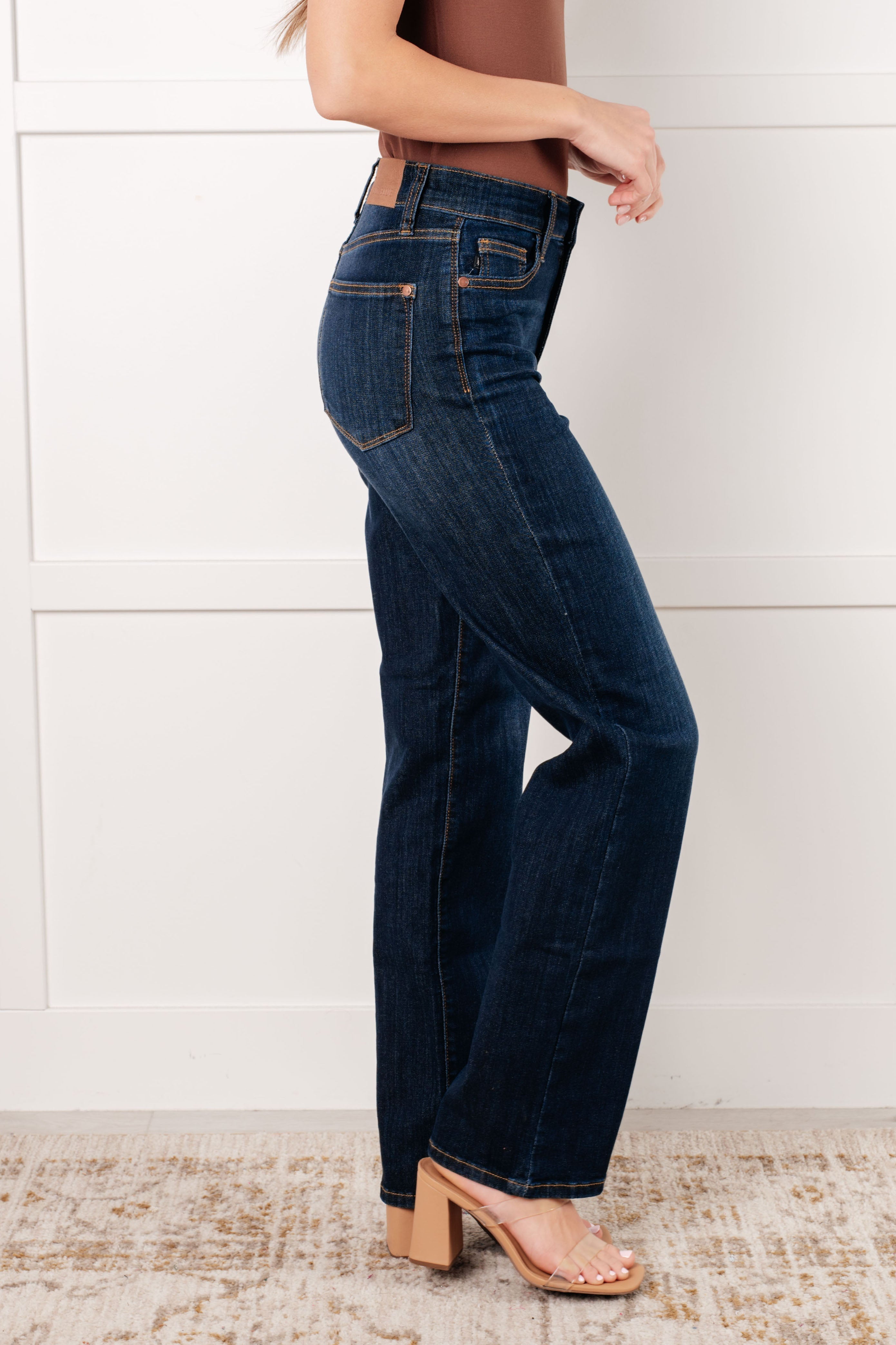 Alaina High Rise Classic Straight Jeans Denim Ave Shops- Tilden Co.