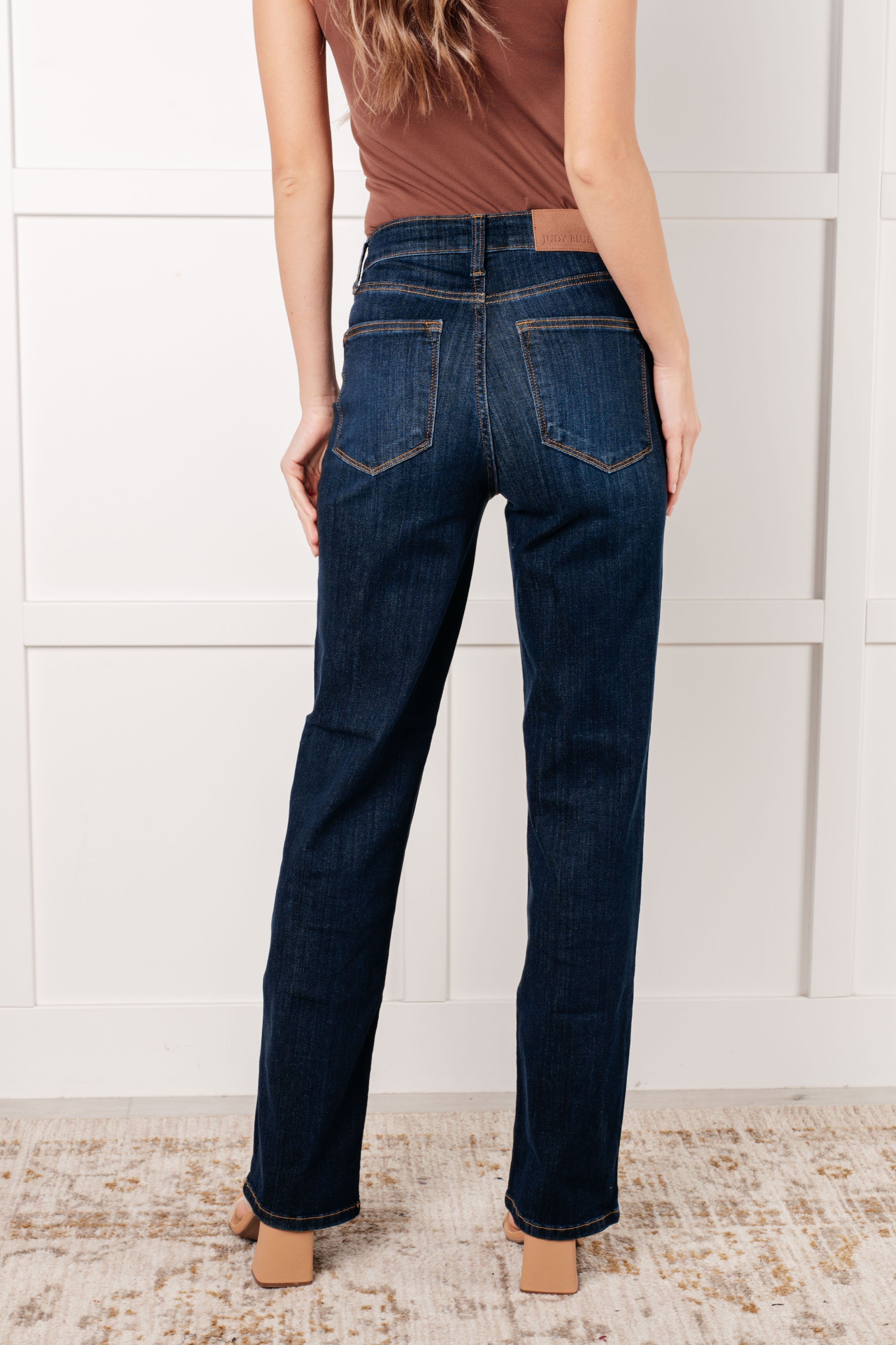 Alaina High Rise Classic Straight Jeans Denim Ave Shops- Tilden Co.