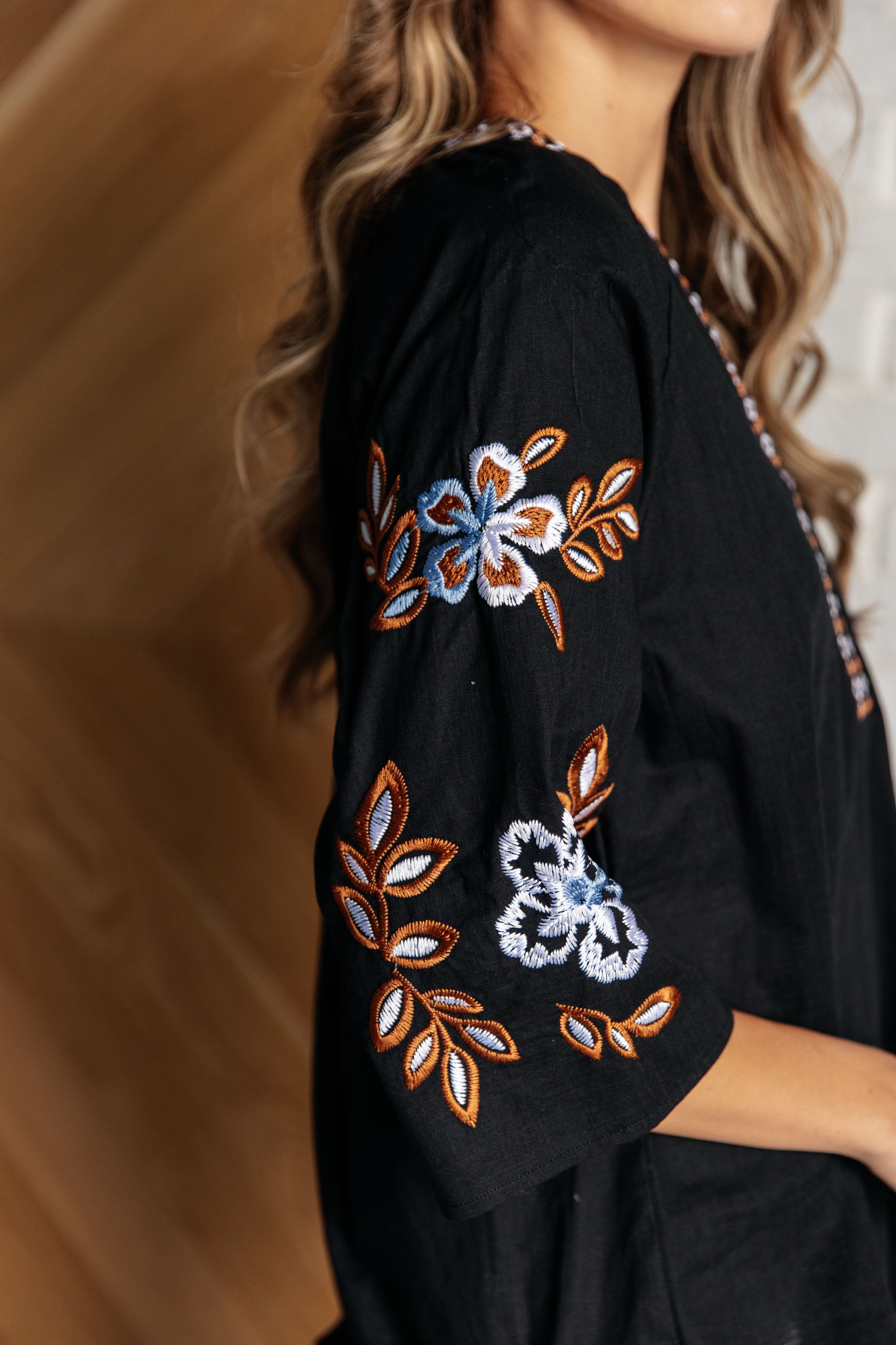All In Me Embroidered V-Neck Blouse Blouses Ave Shops- Tilden Co.