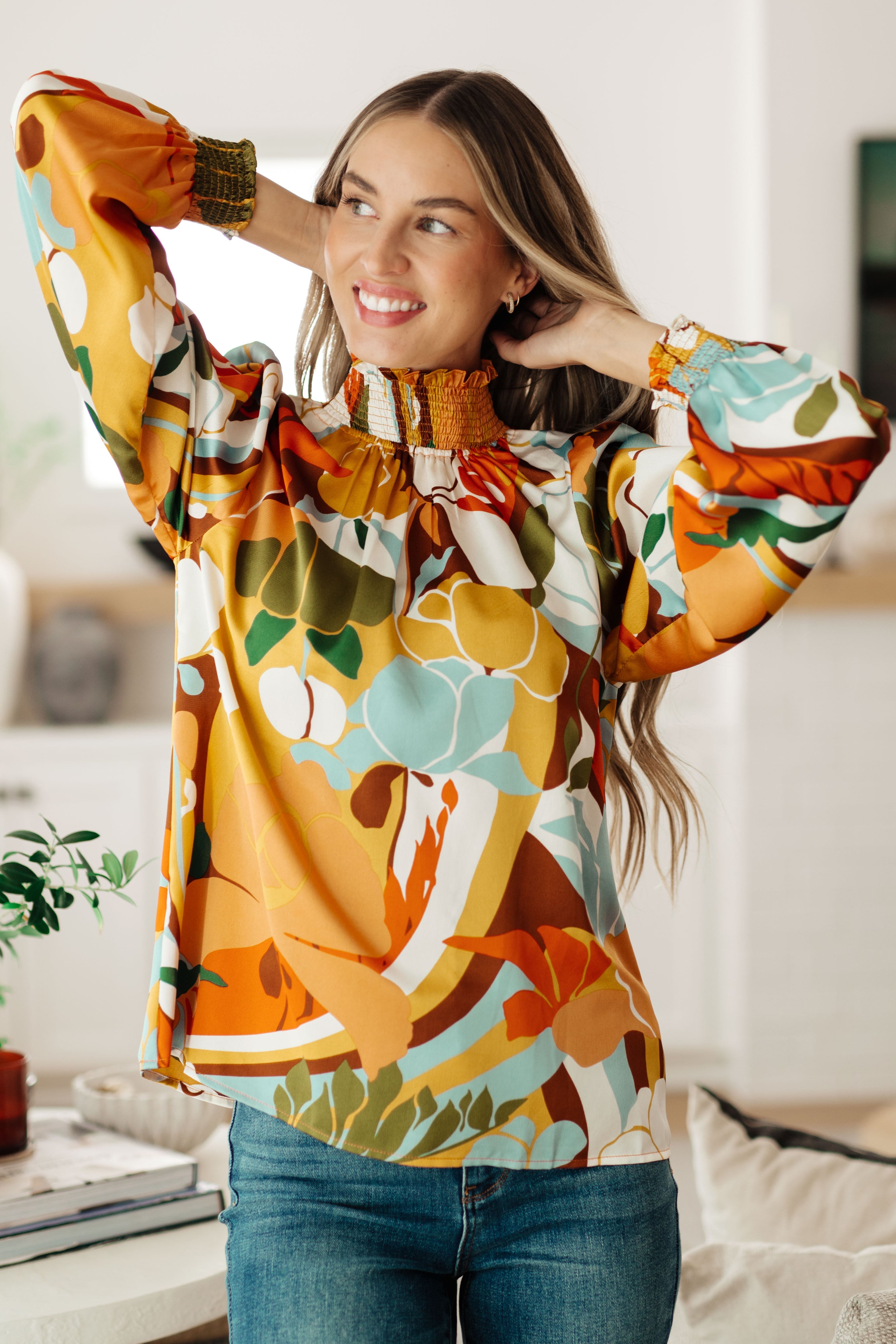 All Together Now Mock Neck Blouse Tops Ave Shops- Tilden Co.