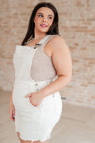 Anna High Rise Garment Dyed Cutoff Shortalls in Ecru Denim Ave Shops- Tilden Co.