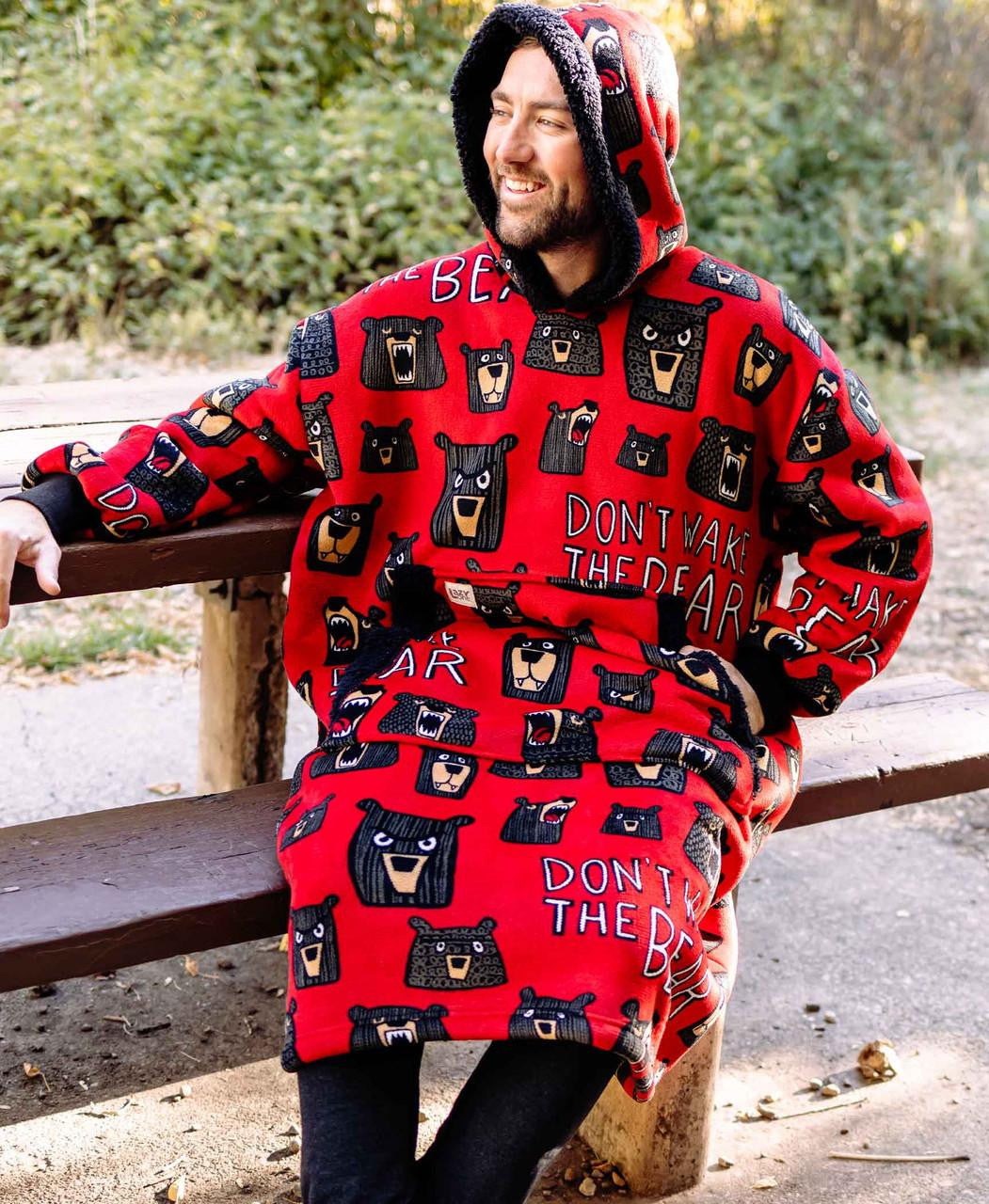 Don't Wake The Bear Blanket Hoodie Blanket LazyOne- Tilden Co.