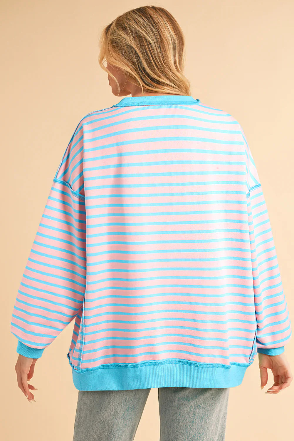 Color Clash Drop Shoulder Long Sleeve Womens Ave Shops- Tilden Co.