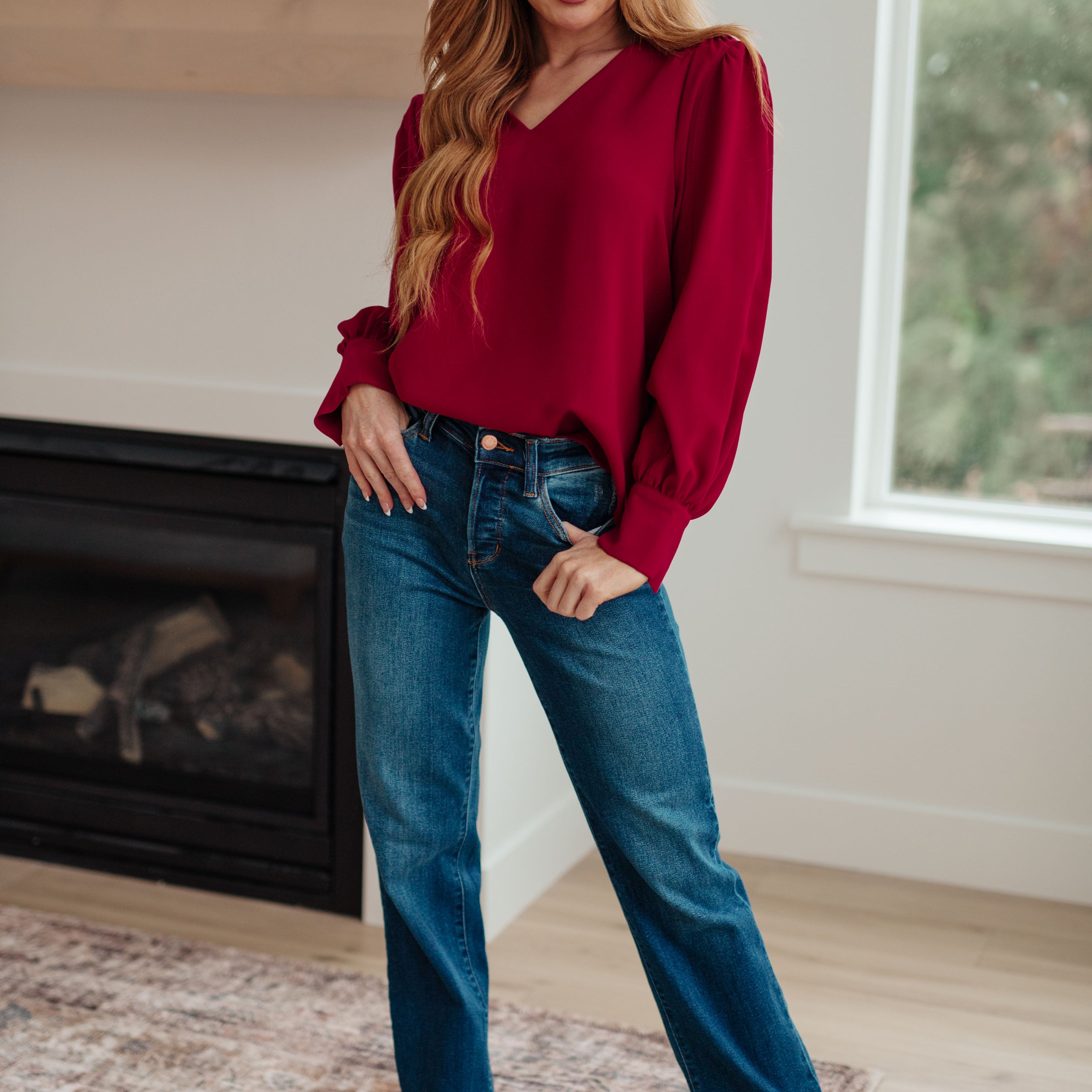 Back in Business V-Neck Blouse Blouses Ave Shops- Tilden Co.