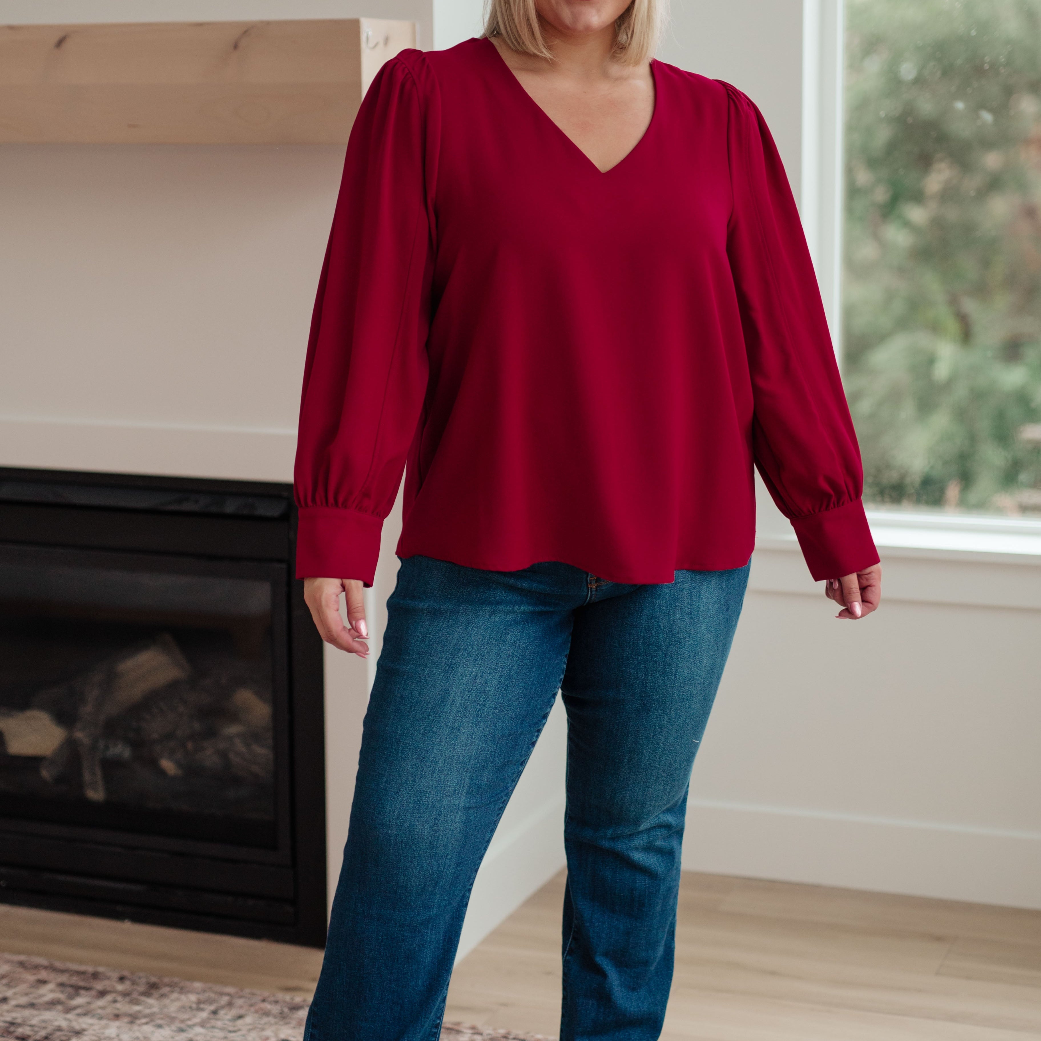 Back in Business V-Neck Blouse Blouses Ave Shops- Tilden Co.