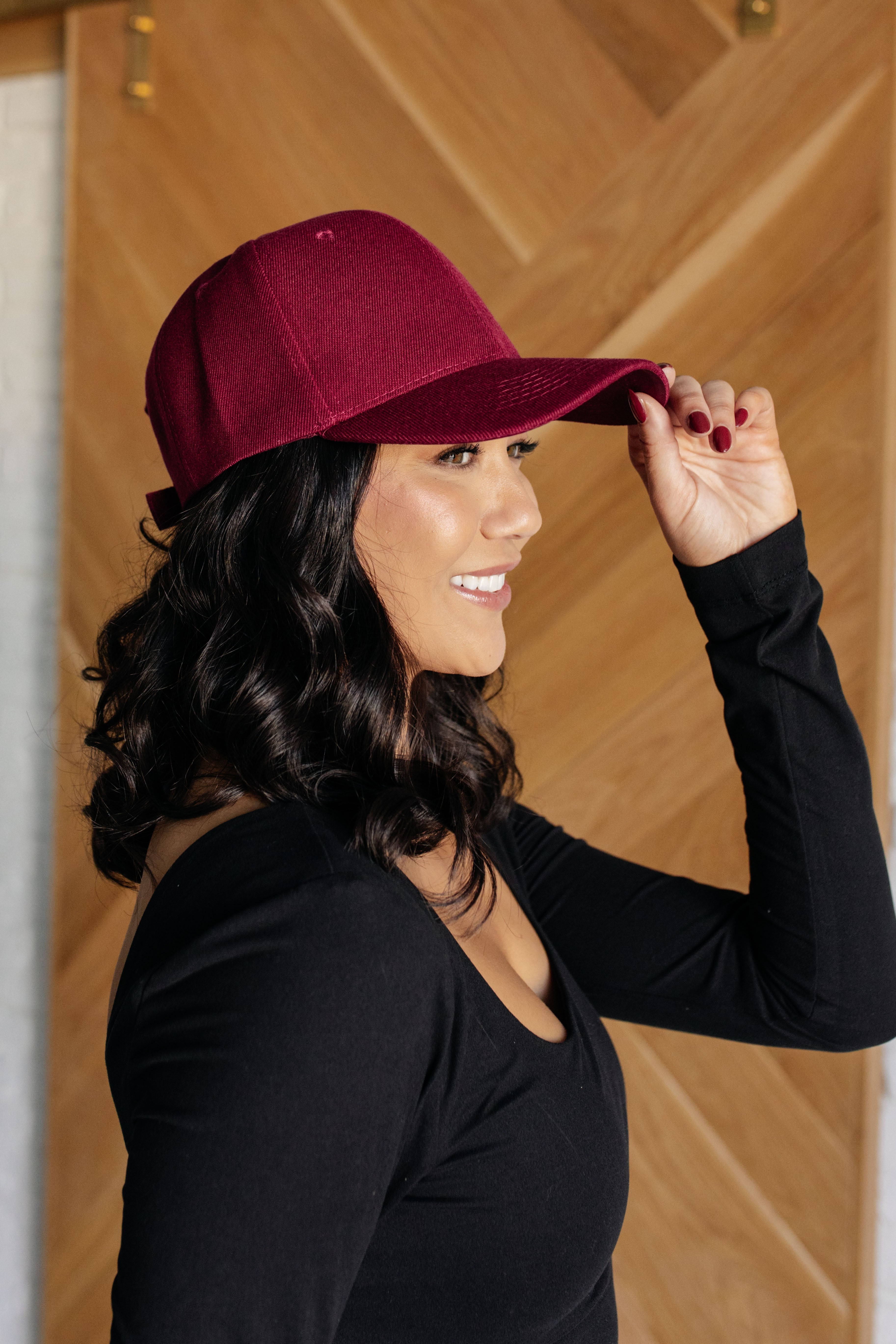 Basic Babe Ball Cap in Wine Accessories Ave Shops- Tilden Co.