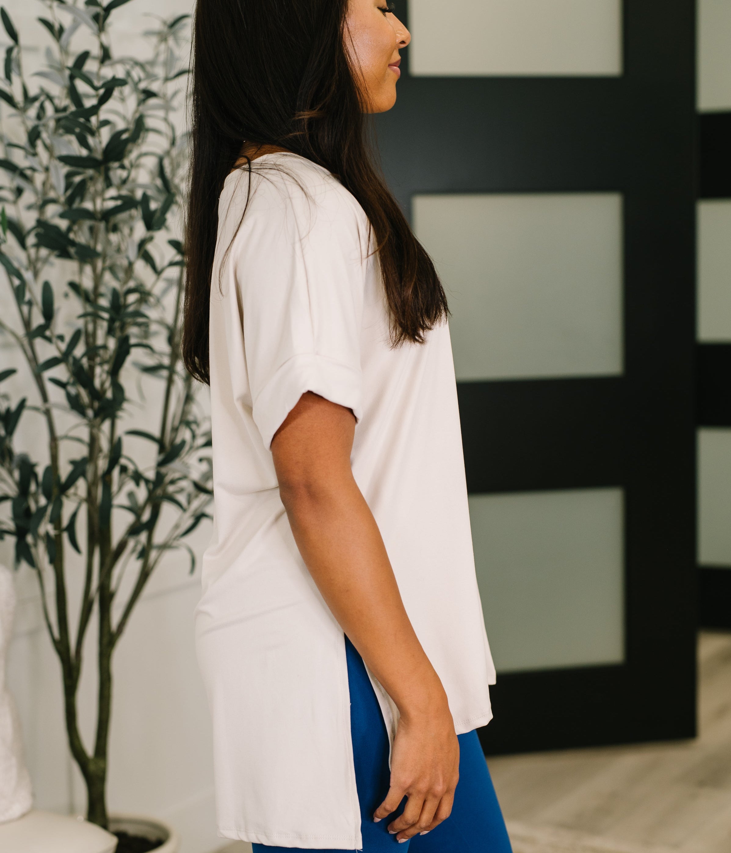 Basic Layering Relaxed V-Neck Tee Womens Ave Shops- Tilden Co.