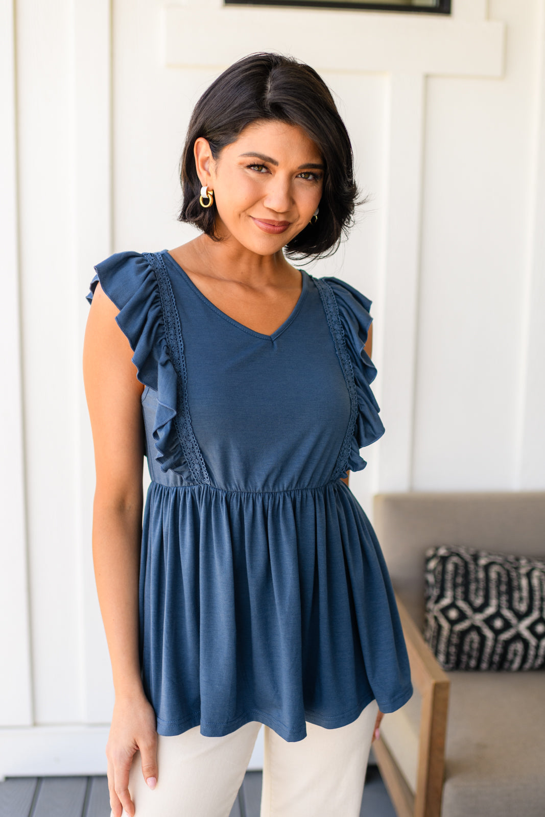Before Now Ruffled Babydoll Top Tops Ave Shops- Tilden Co.