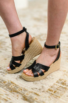 Behold Black Braided Twine Wedge Womens Ave Shops- Tilden Co.