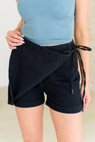 Bentli High Rise Side Tie Denim Skort in Black Denim Ave Shops- Tilden Co.