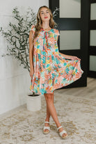 Bless Your Love Tiered Dress in Ivory, Orange and Mint Womens Ave Shops- Tilden Co.