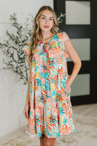 Bless Your Love Tiered Dress in Ivory, Orange and Mint Womens Ave Shops- Tilden Co.