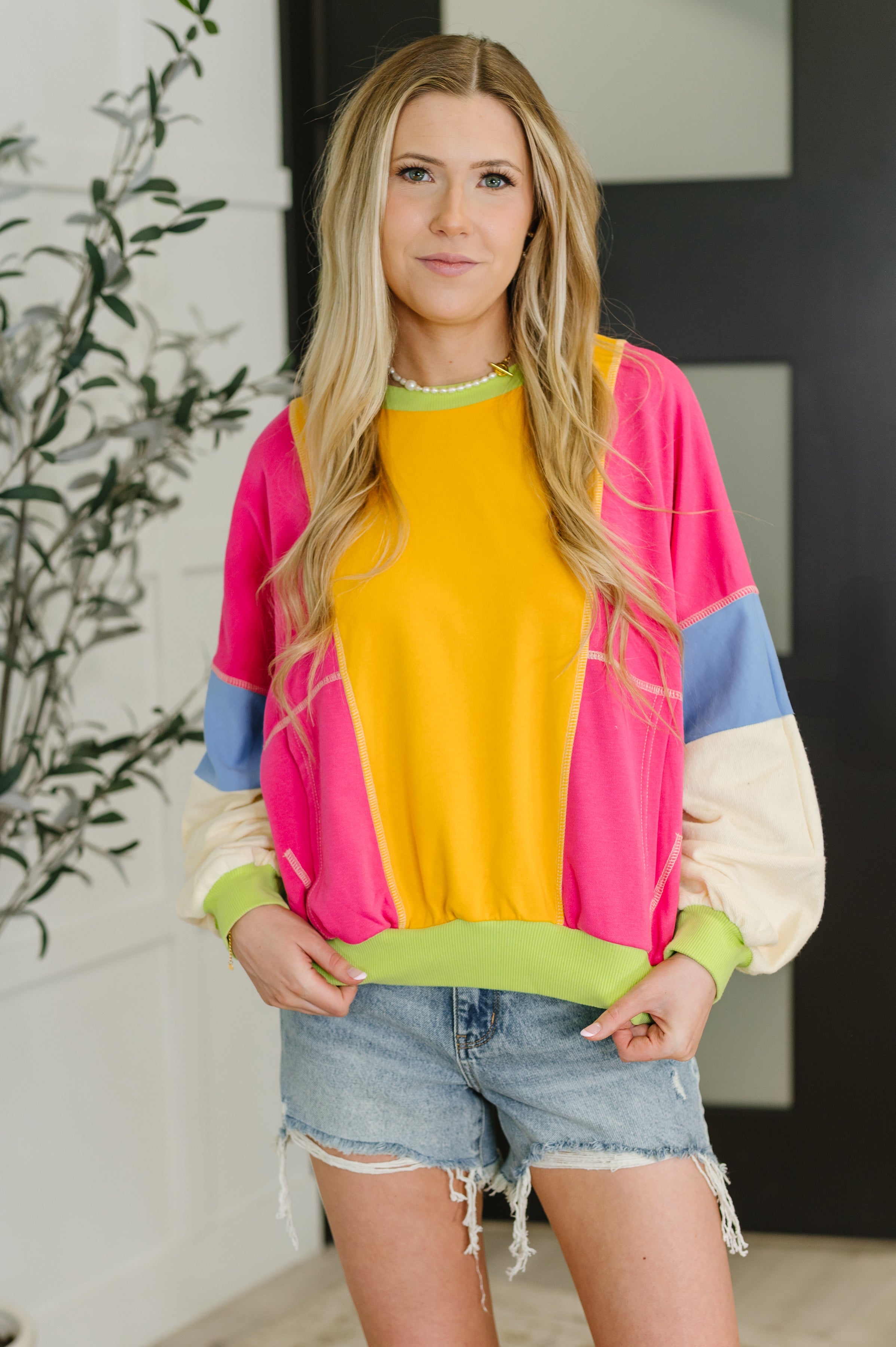 Blockbuster Color Block Pullover in Bright Womens Ave Shops- Tilden Co.
