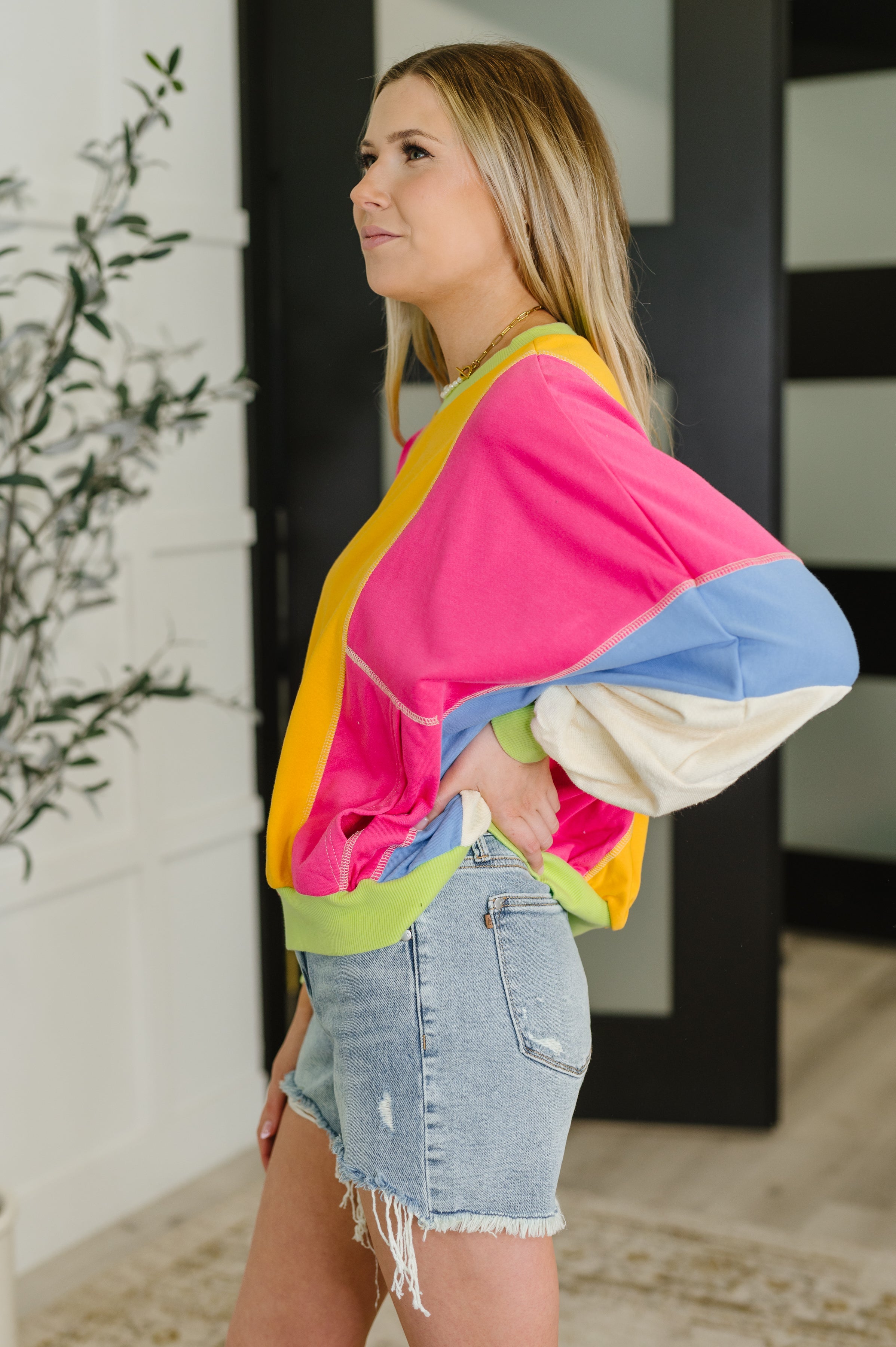 Blockbuster Color Block Pullover in Bright Womens Ave Shops- Tilden Co.