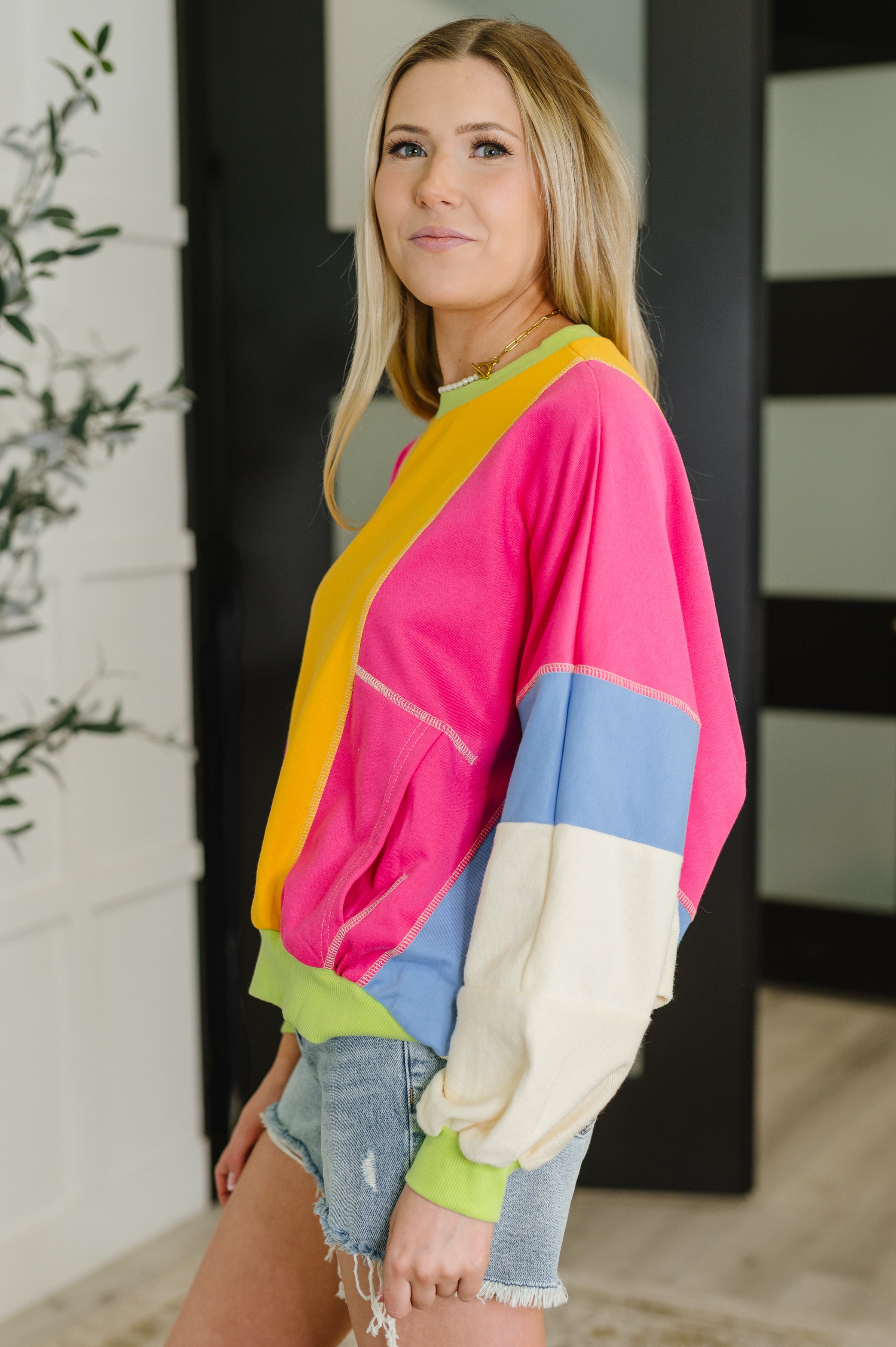 Blockbuster Color Block Pullover in Bright Womens Ave Shops- Tilden Co.