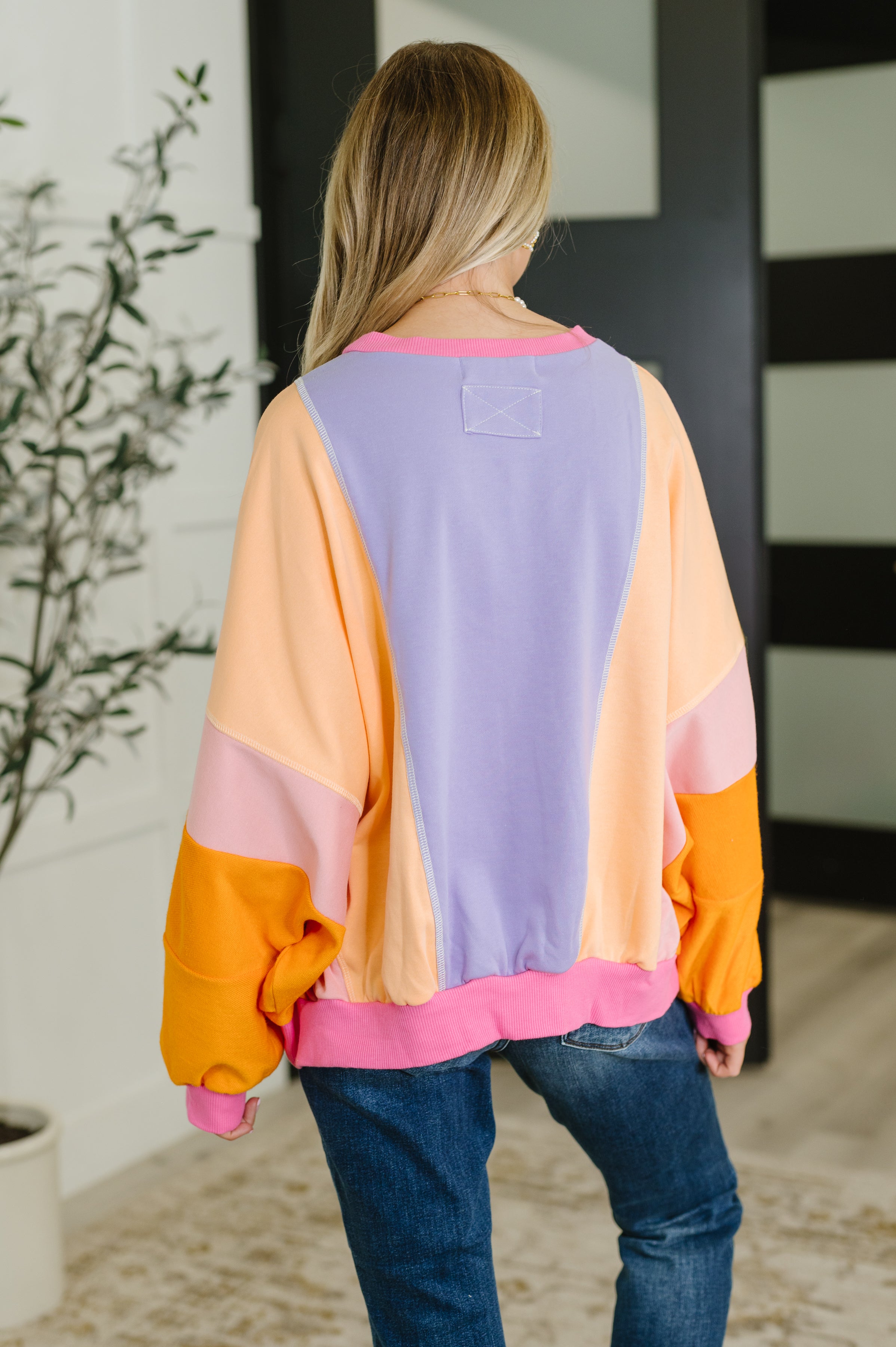 Blockbuster Color Block Pullover in Muted Womens Ave Shops- Tilden Co.