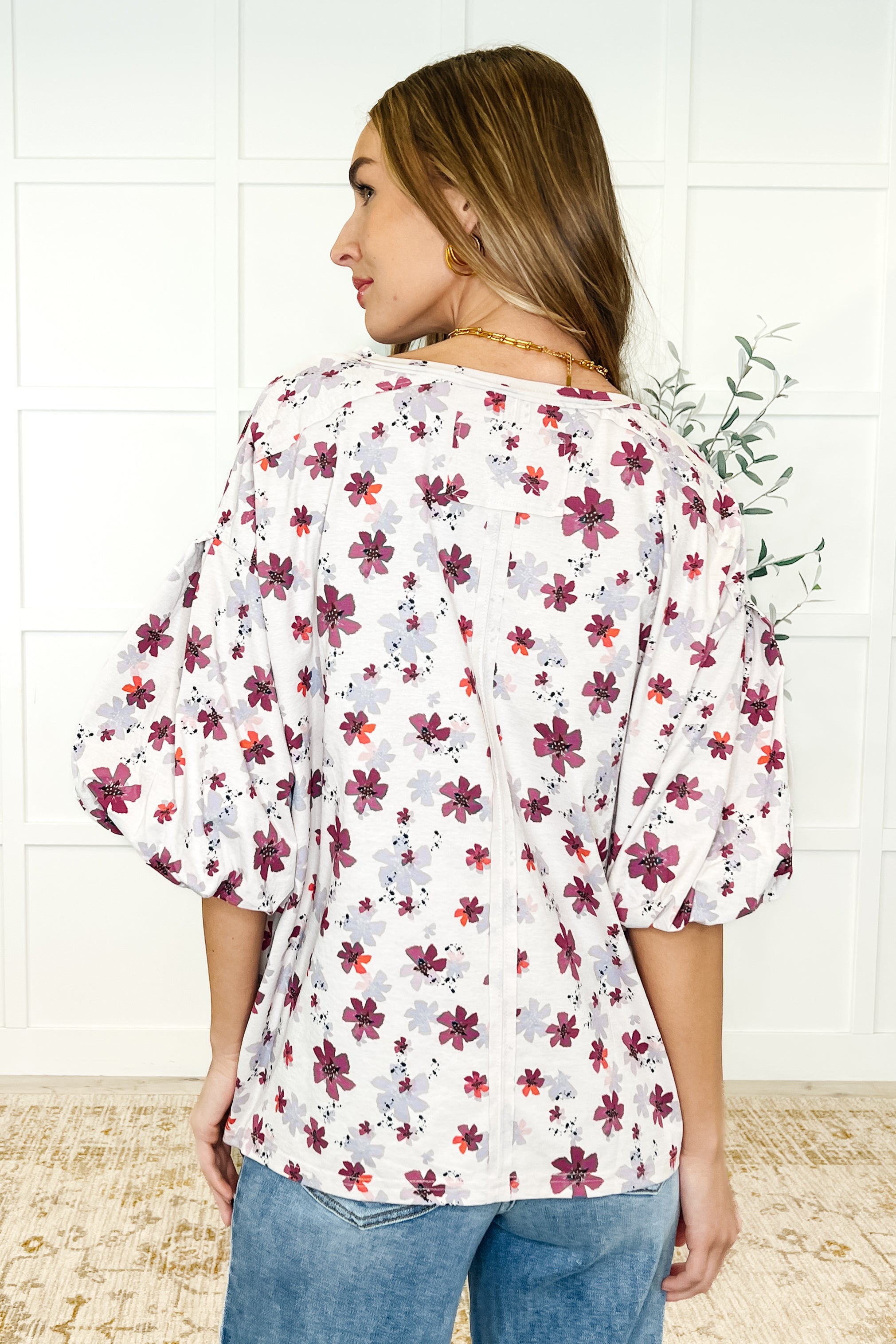 Blossom Breeze Balloon Sleeve Blouse Womens Ave Shops- Tilden Co.