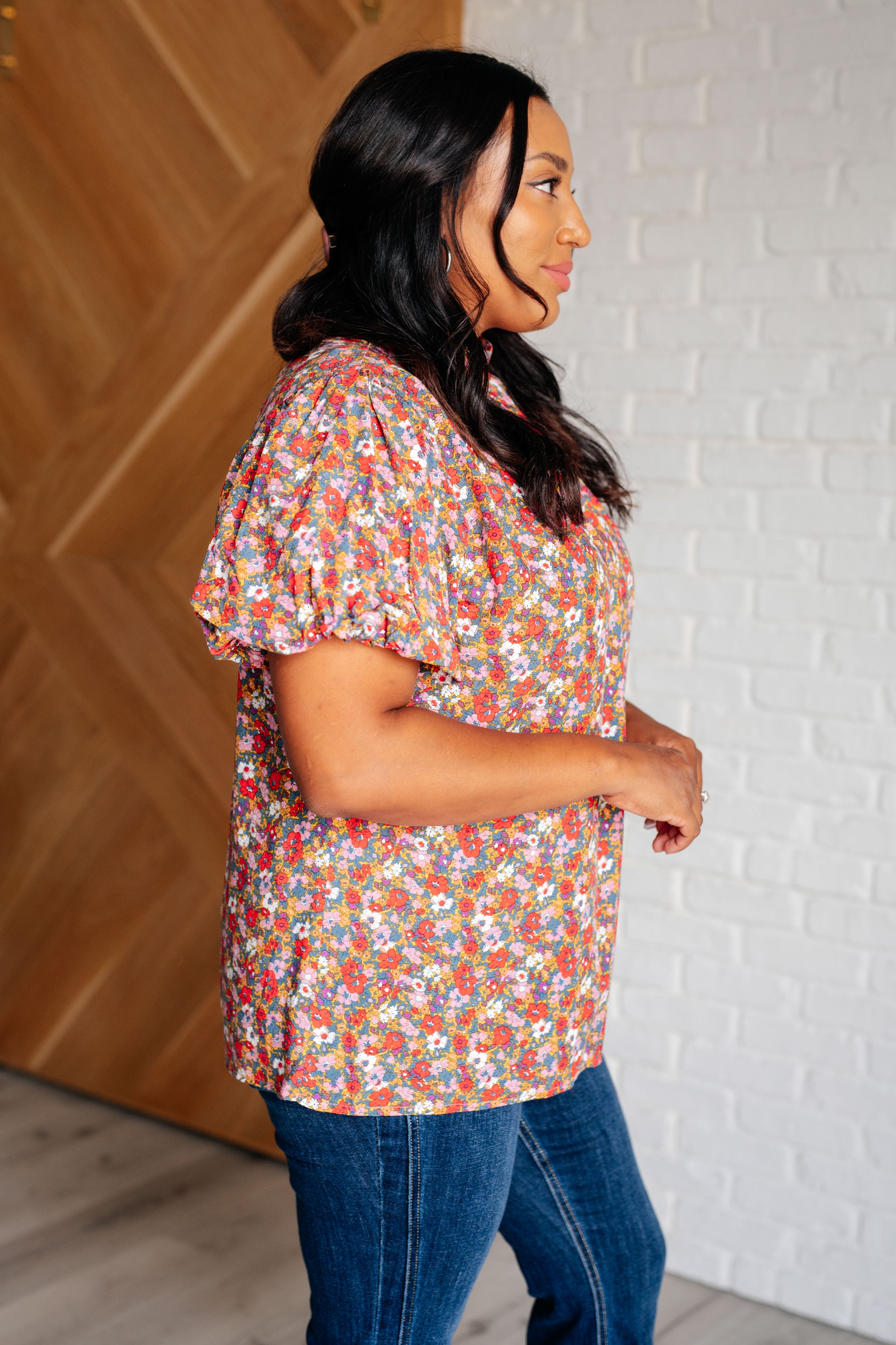 Bohemian Moment Floral Mock Neck Blouse Blouses Ave Shops- Tilden Co.