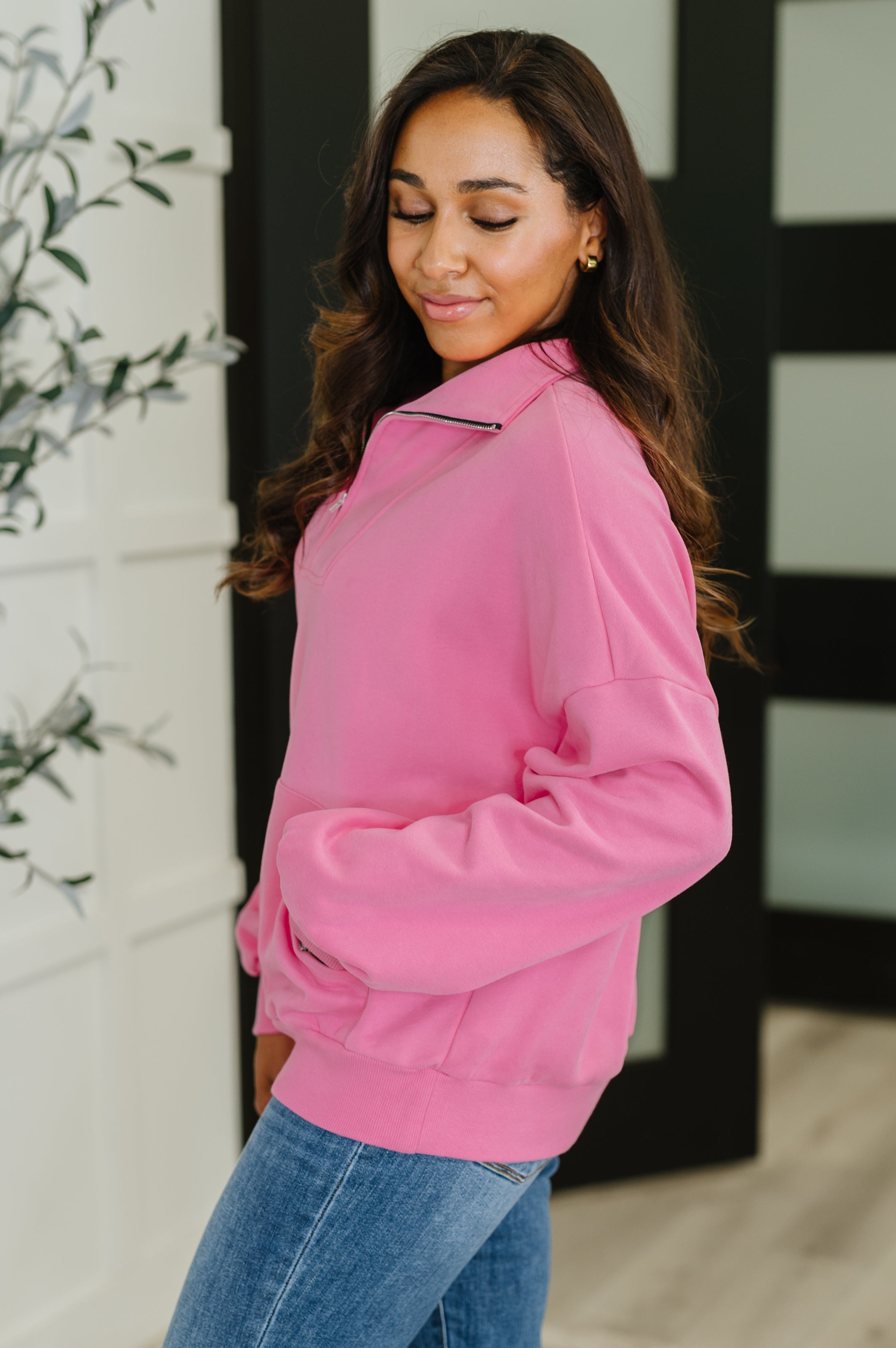 Bonbon Delight Half Zip Pullover in Pink Womens Ave Shops- Tilden Co.