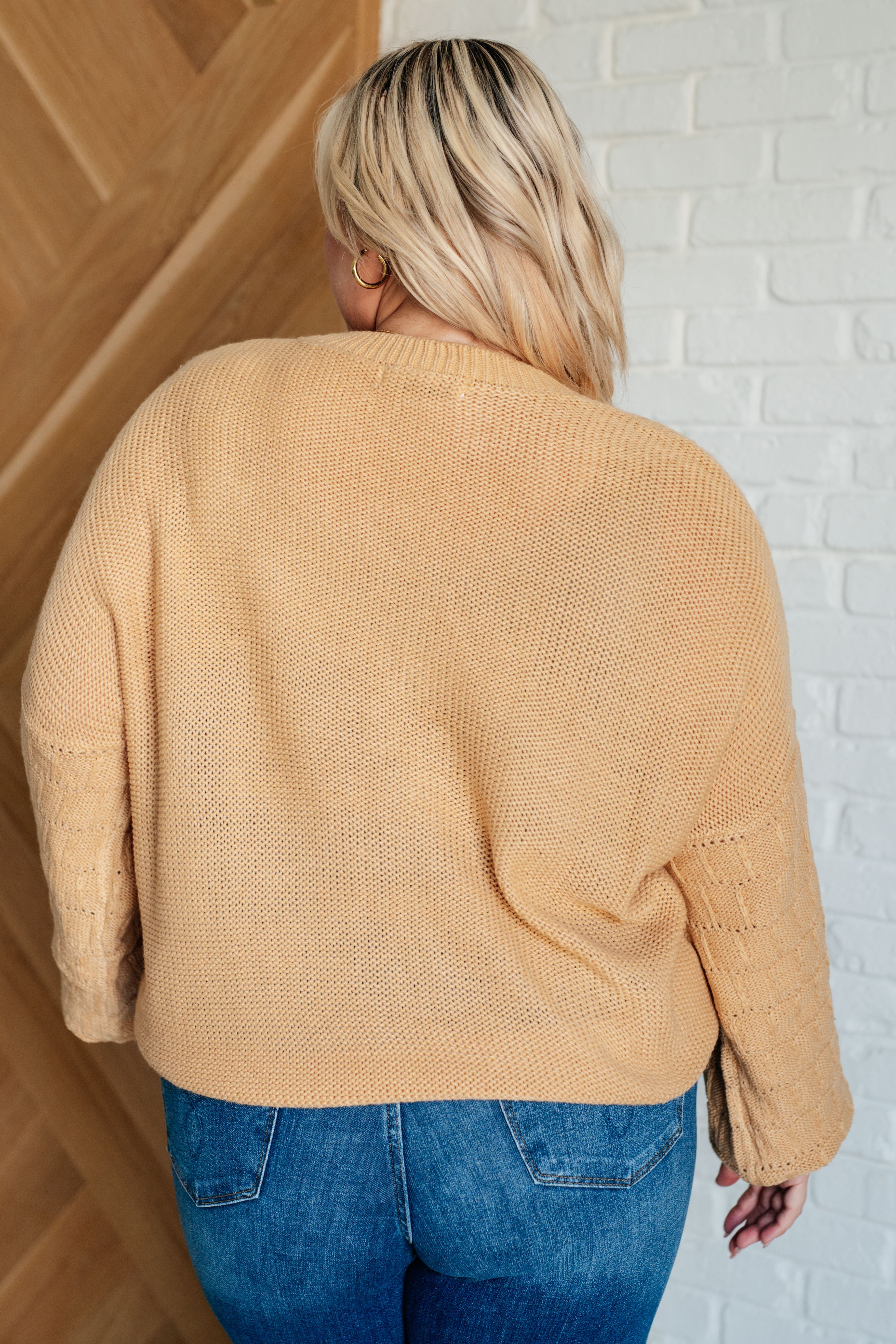 Bubbly Personality Bubble Sleeve Sweater in Wheat Tops Ave Shops- Tilden Co.