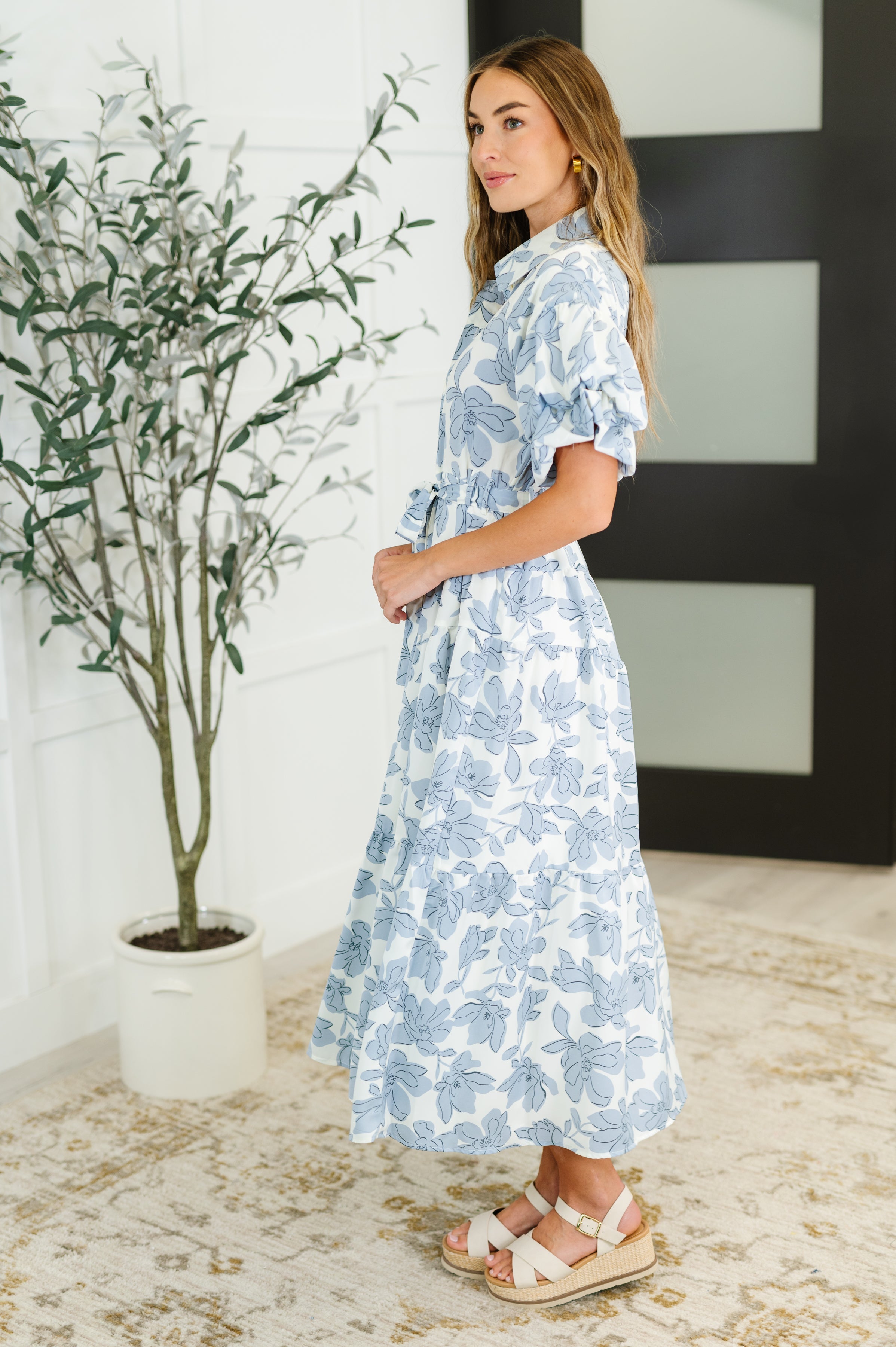 Budding Romance Collared Button-Down Dress Womens Ave Shops- Tilden Co.