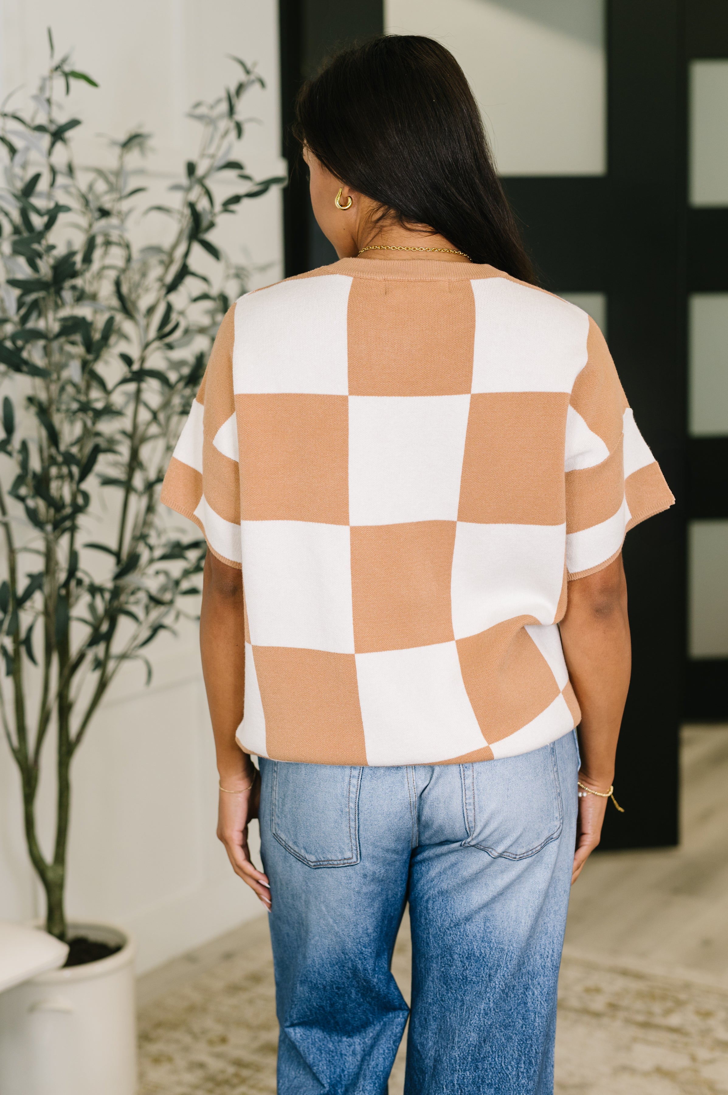 Cafe Check Relaxed Fit Sweater Sweater Ave Shops- Tilden Co.