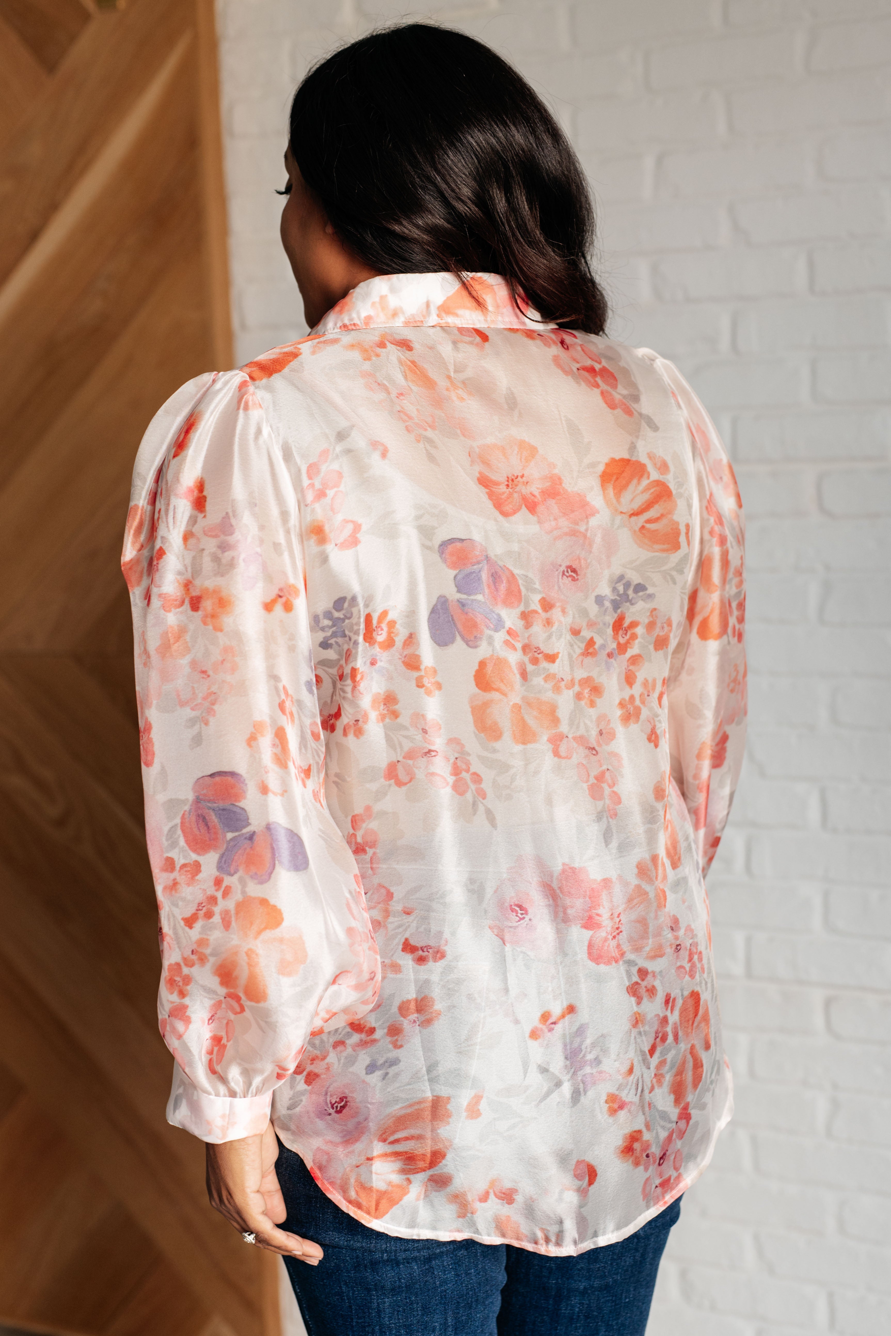 Call Me Back Sheer Floral Button Up Blouse Blouses Ave Shops- Tilden Co.