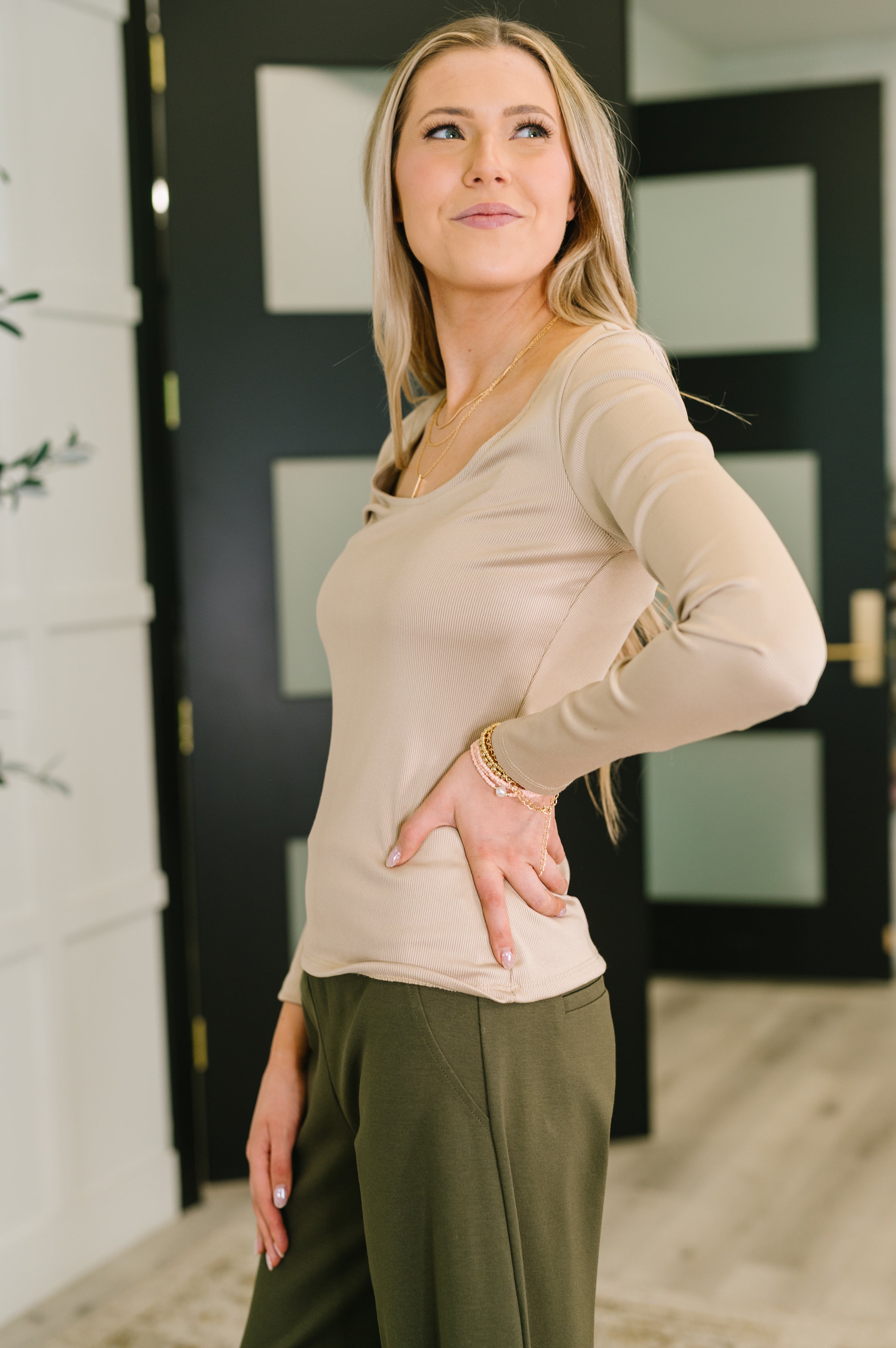 Can You Believe It Basic Long Sleeve Top In Sand Womens Ave Shops- Tilden Co.