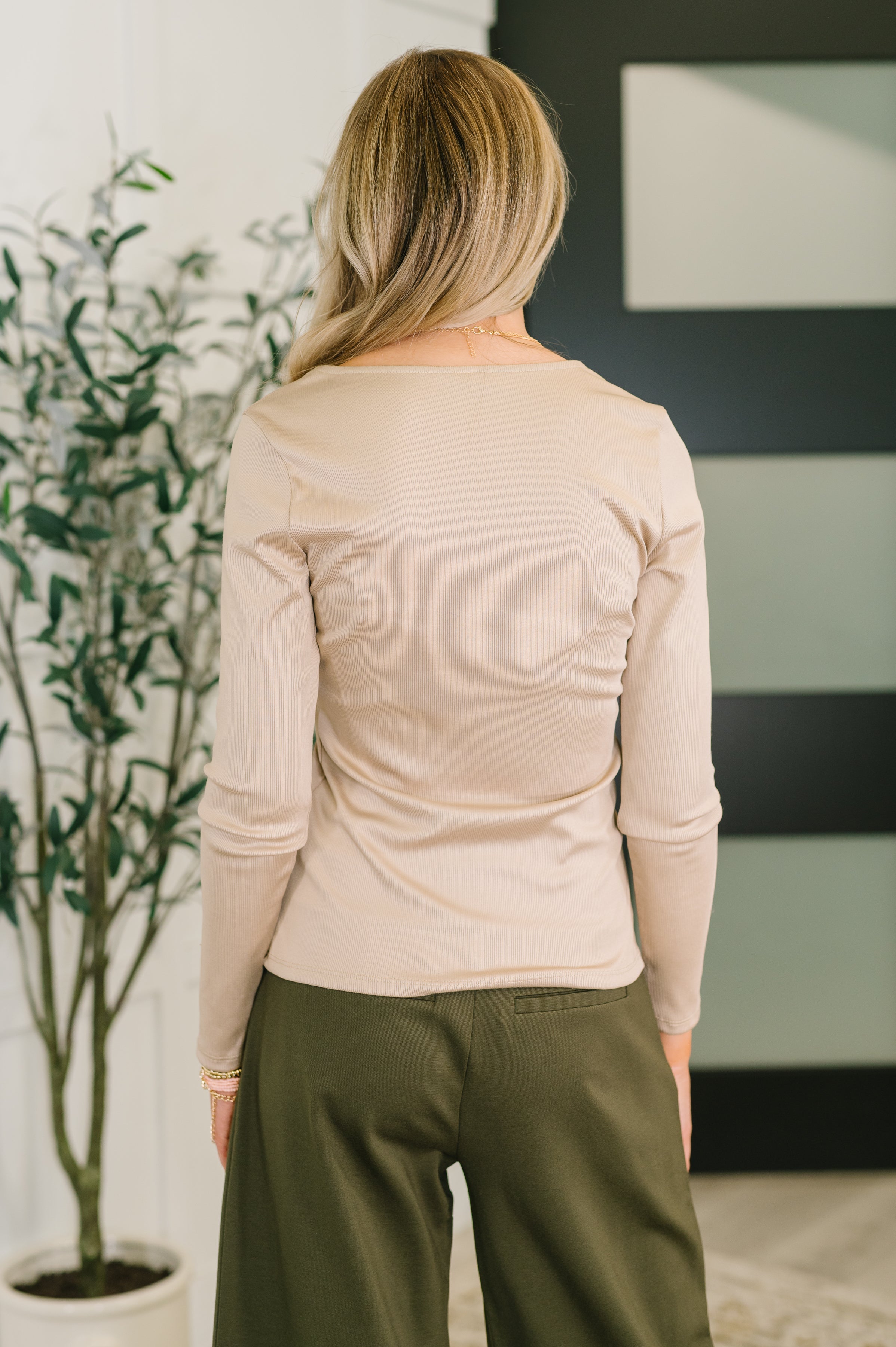 Can You Believe It Basic Long Sleeve Top In Sand Womens Ave Shops- Tilden Co.