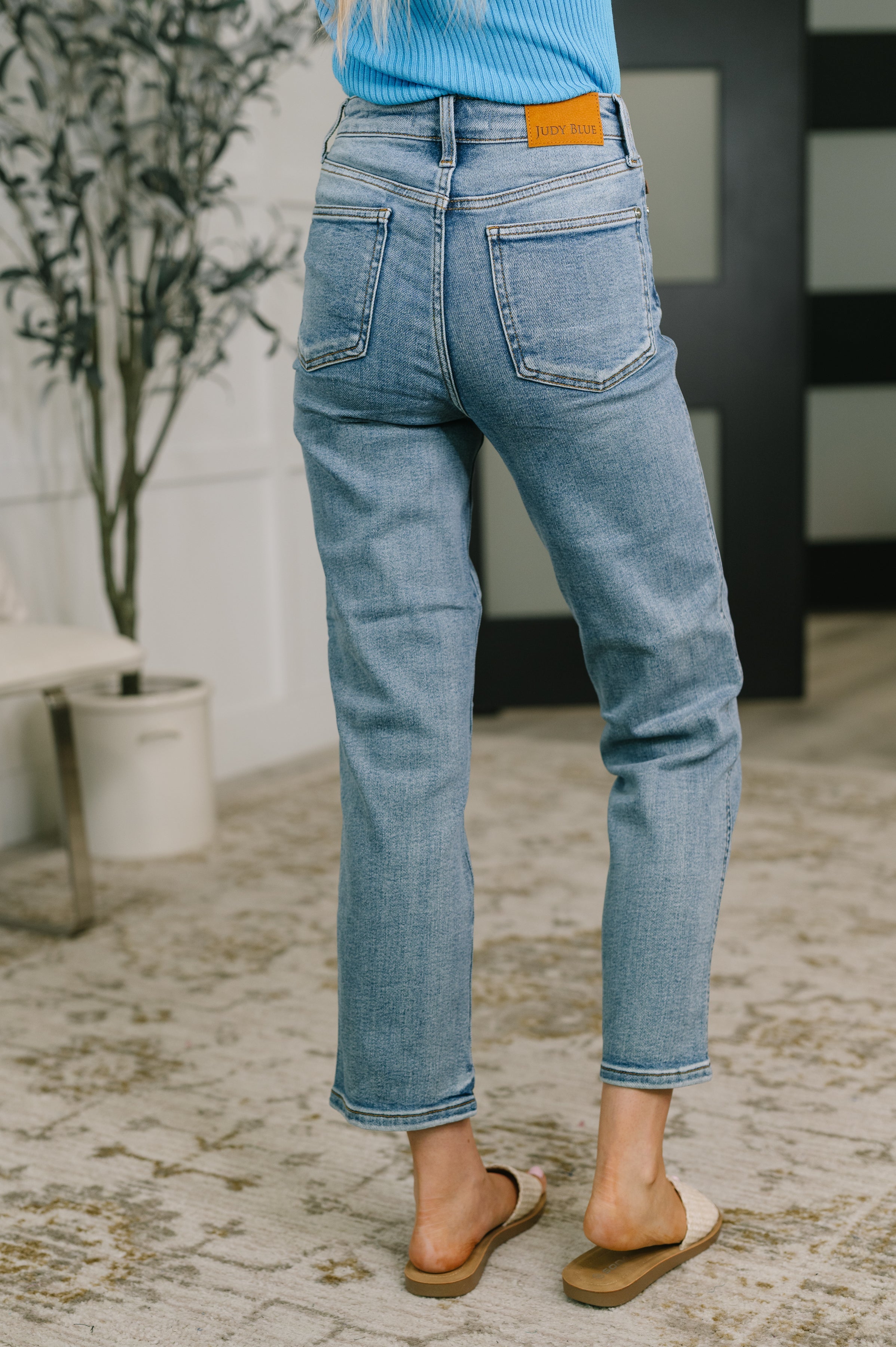Carla High Waist Ankle Straight Jean in Break Through Blue Womens Ave Shops- Tilden Co.