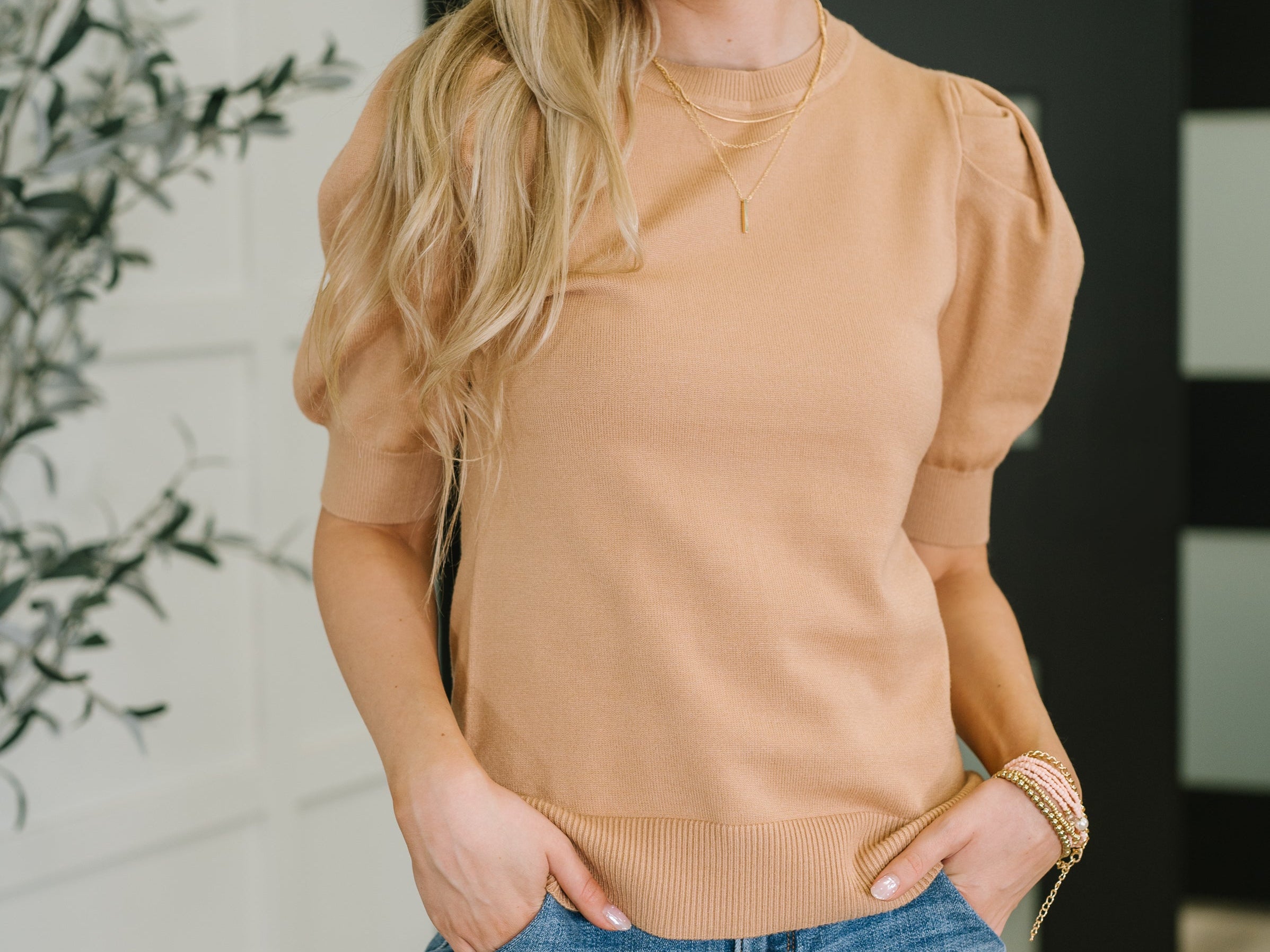 Casually Classy Puff Sleeve Blouse in Brush Womens Ave Shops- Tilden Co.