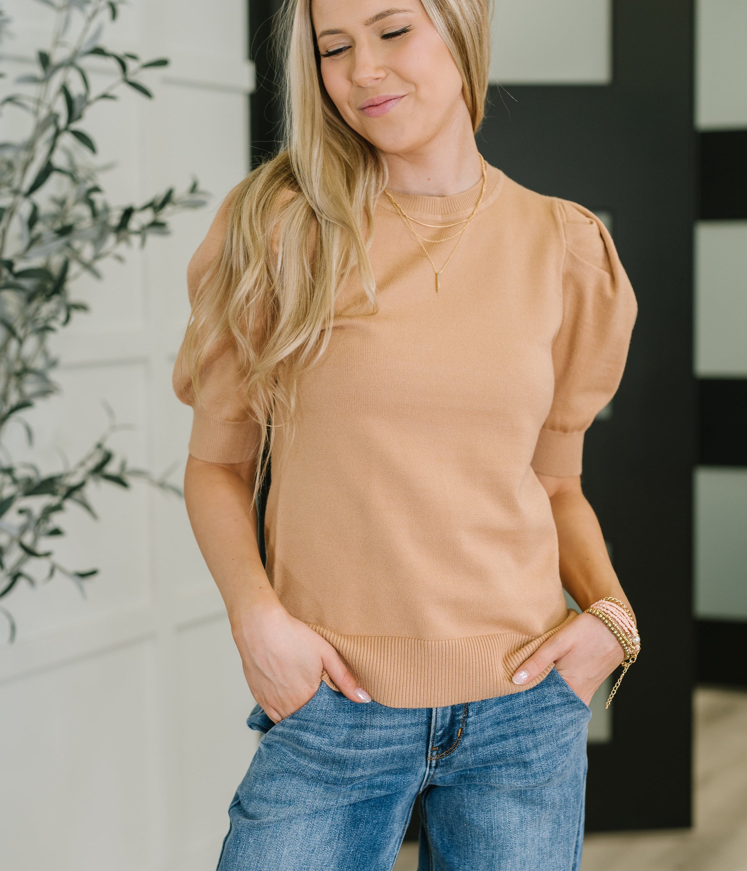 Casually Classy Puff Sleeve Blouse in Brush Womens Ave Shops- Tilden Co.