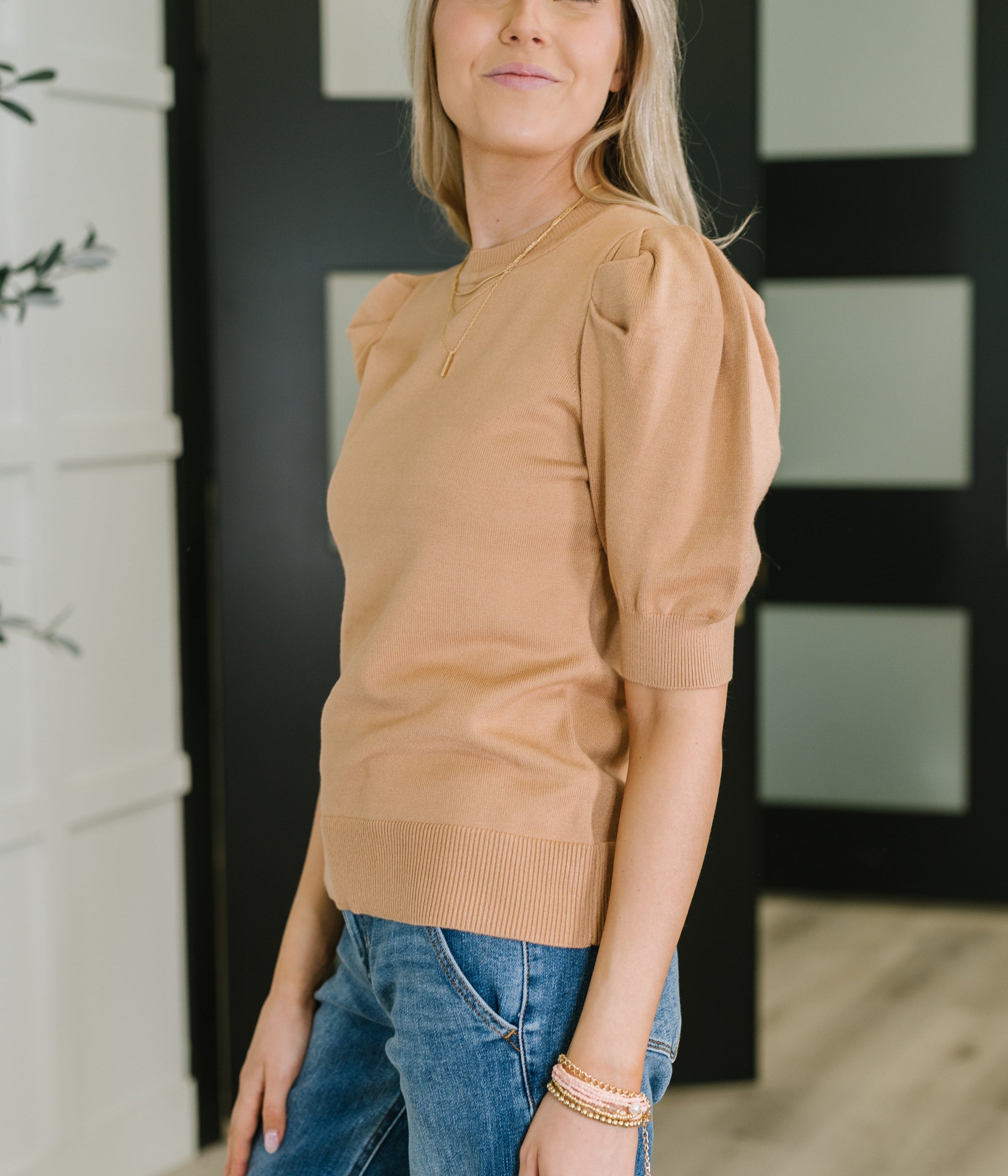 Casually Classy Puff Sleeve Blouse in Brush Womens Ave Shops- Tilden Co.