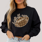Check Football Mom in Black Sweatshirt Womens Ave Shops- Tilden Co.