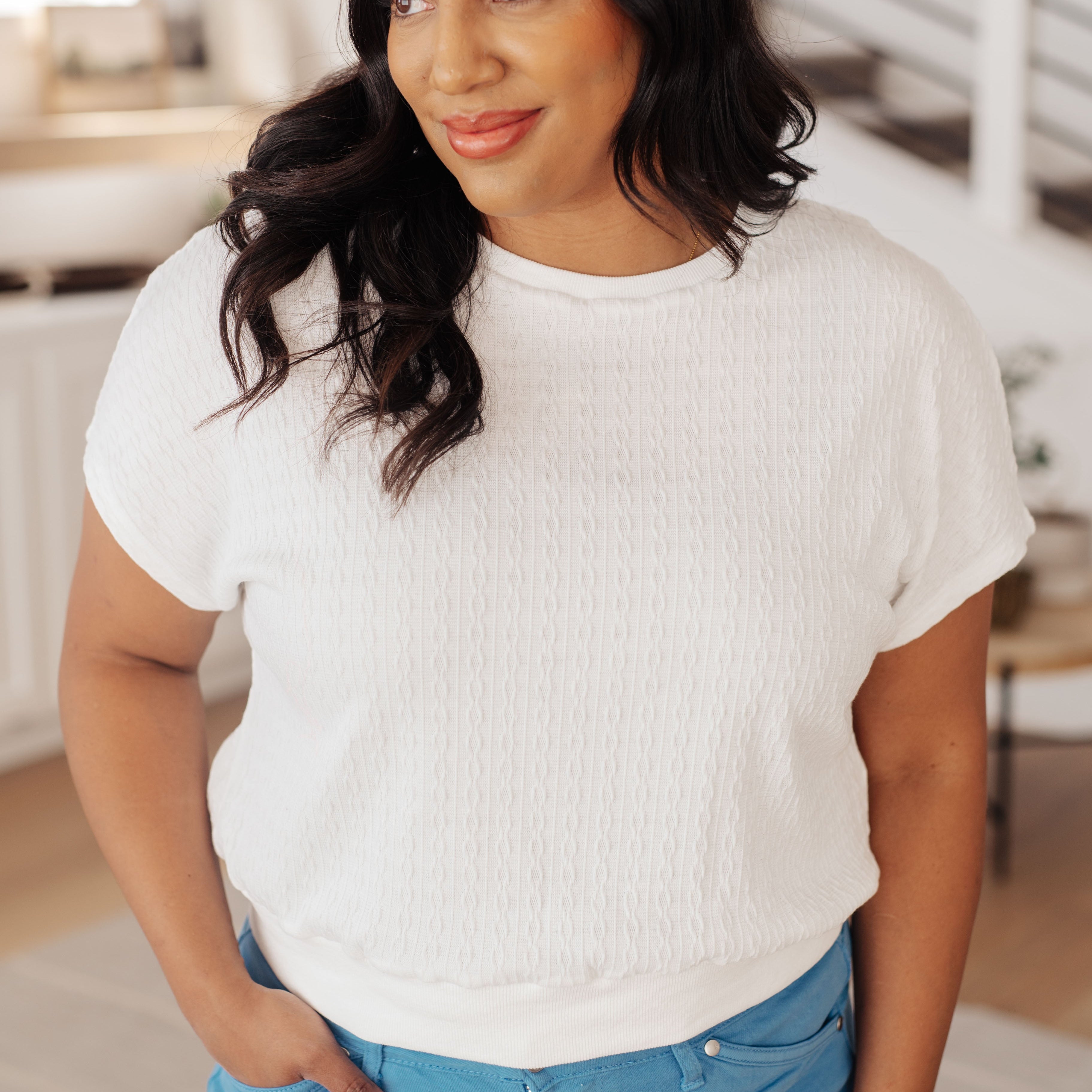 Clearly Classic Short Sleeve Top in White Tops Ave Shops- Tilden Co.