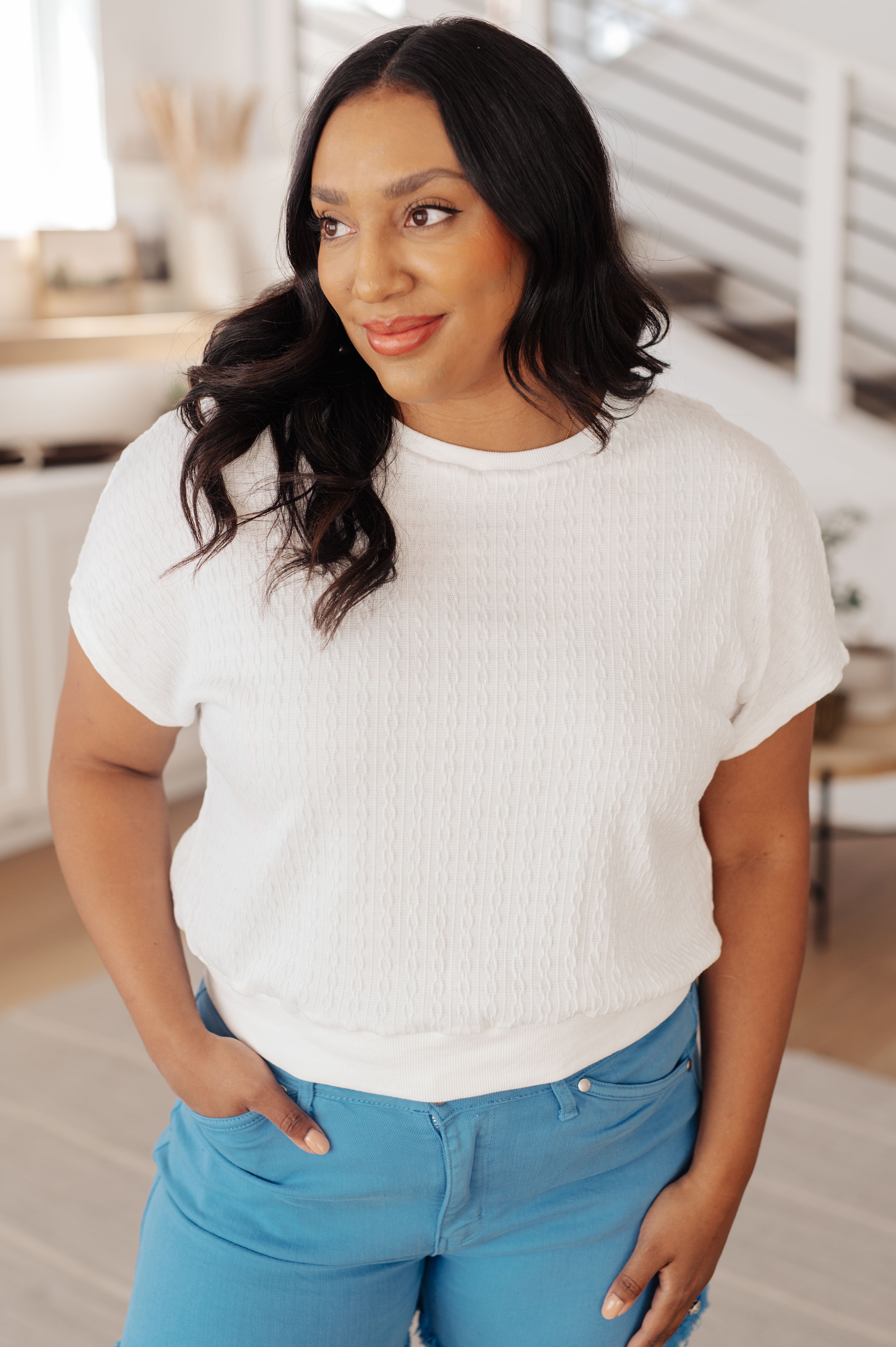 Clearly Classic Short Sleeve Top in White Tops Ave Shops- Tilden Co.
