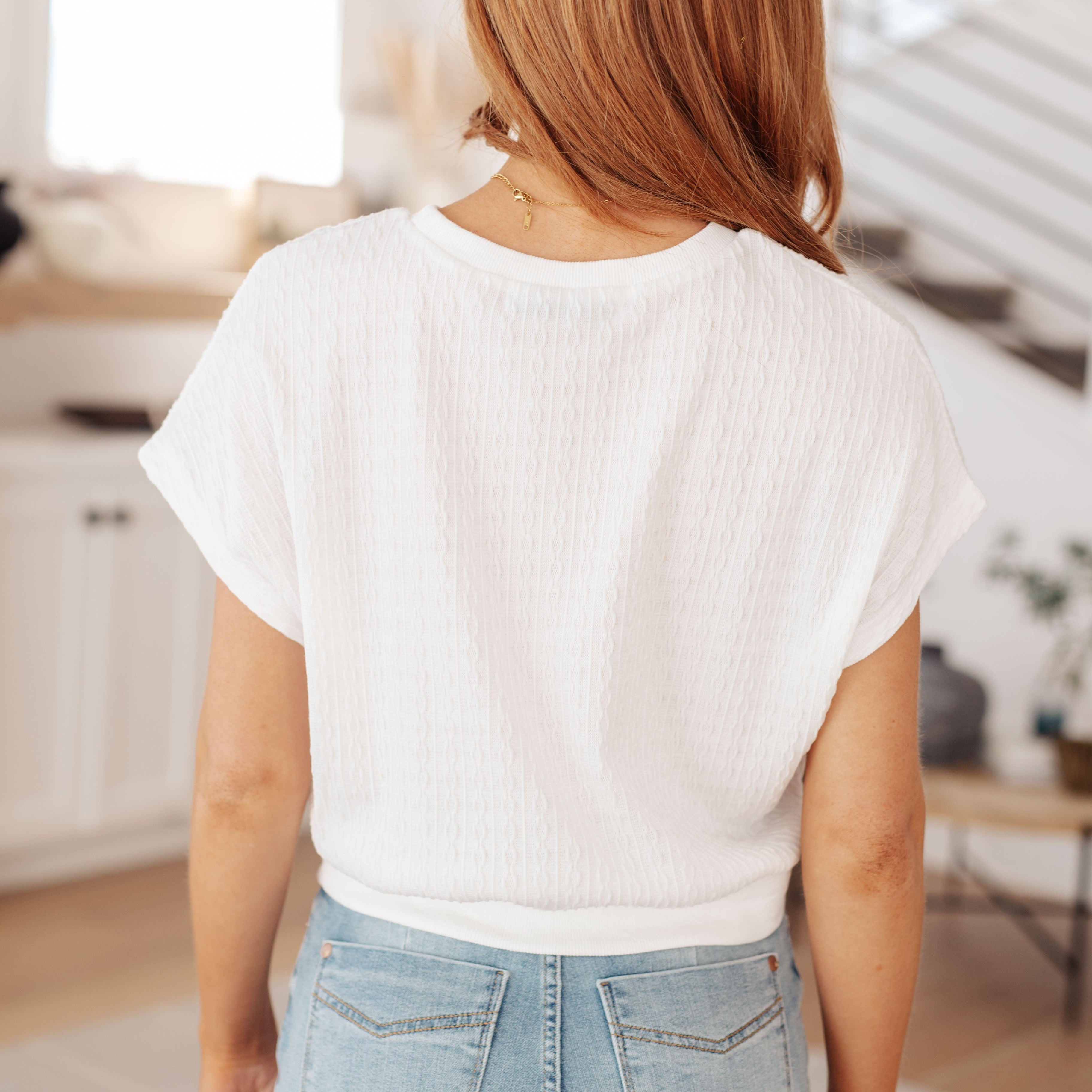 Clearly Classic Short Sleeve Top in White Tops Ave Shops- Tilden Co.