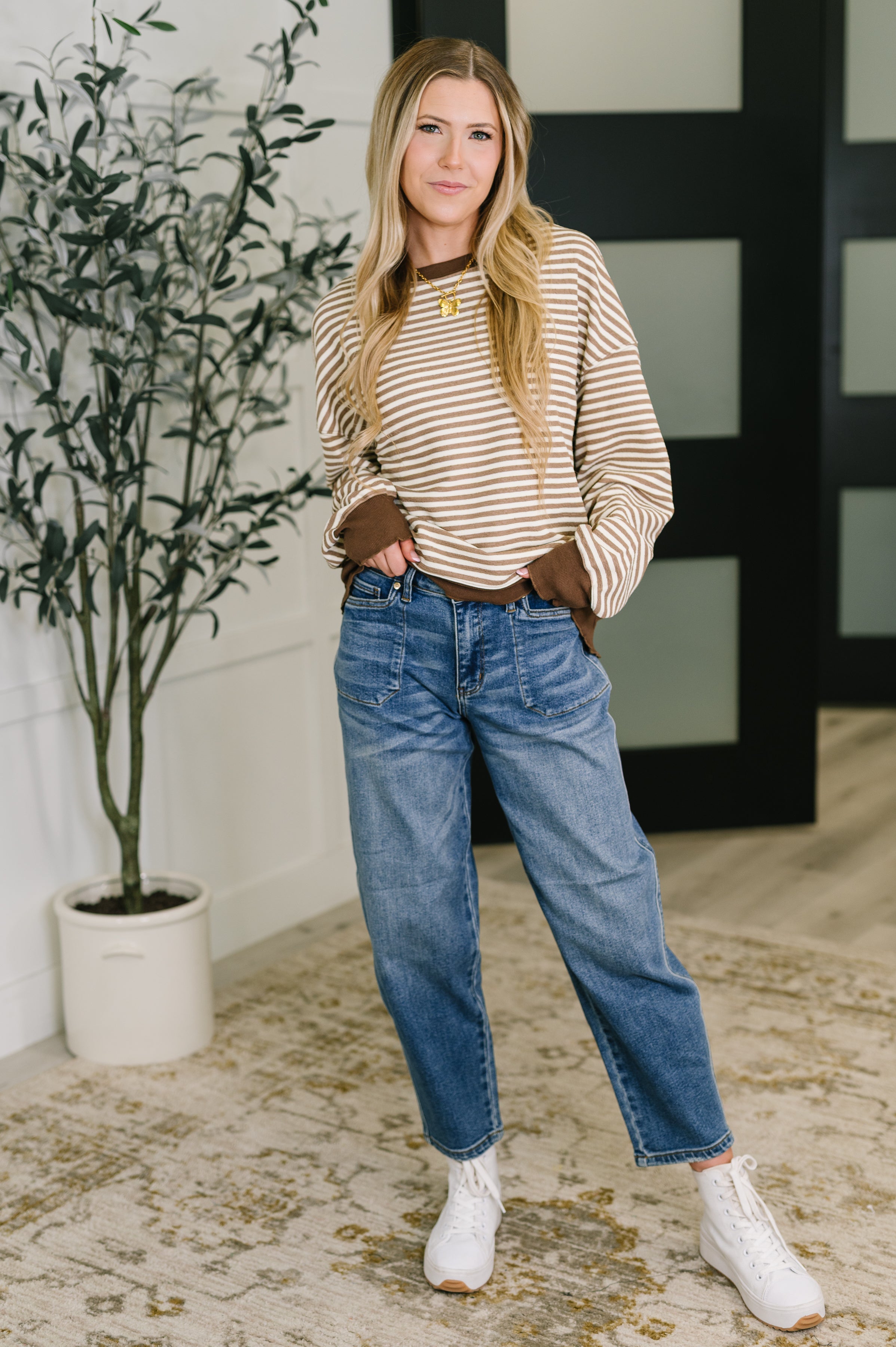 Cocoa Lane Stripe Top Womens Ave Shops- Tilden Co.