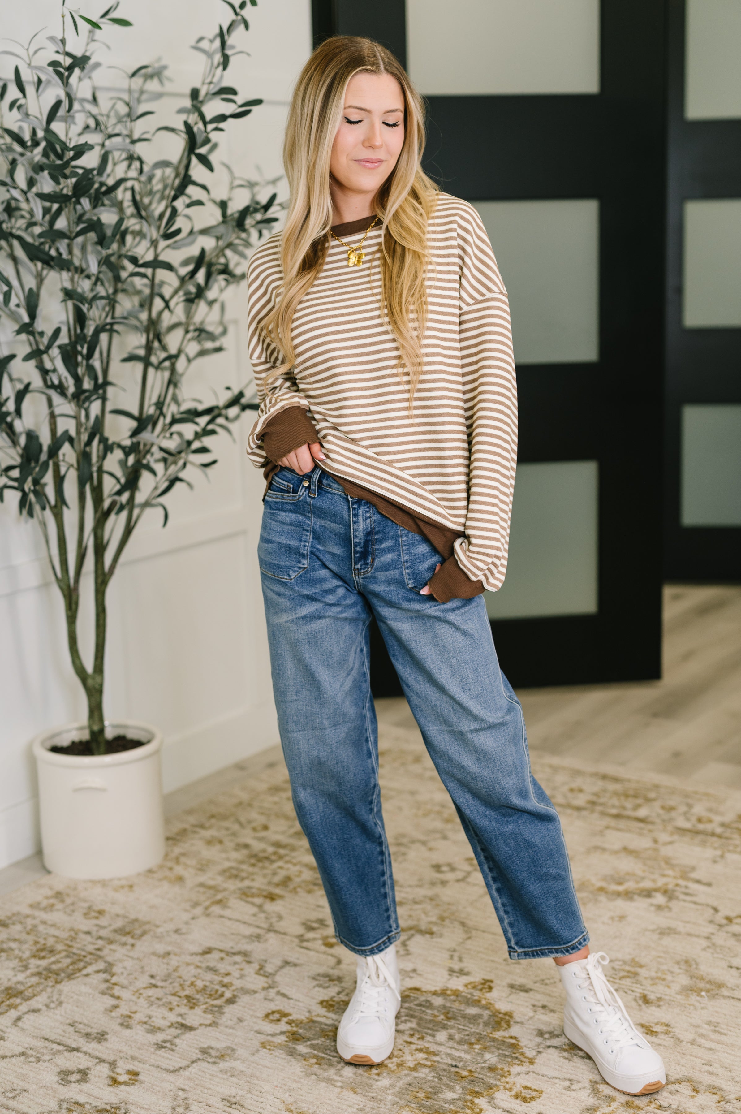 Cocoa Lane Stripe Top Womens Ave Shops- Tilden Co.